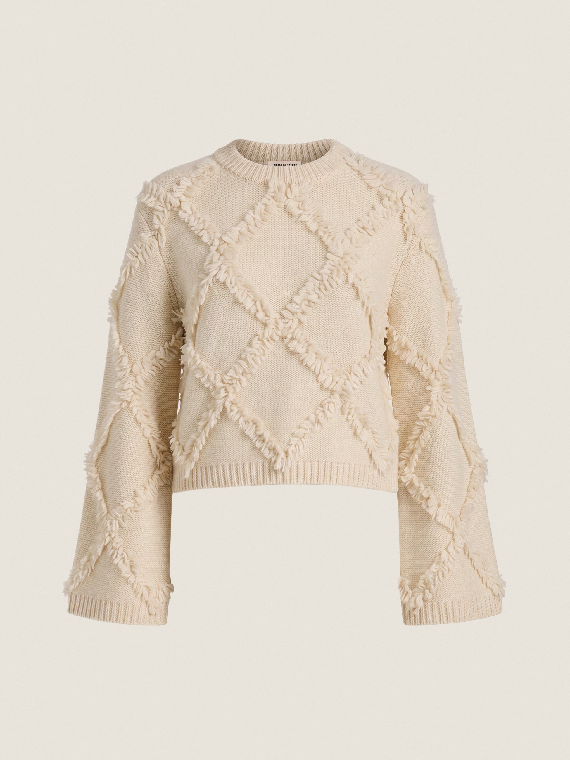 Thea Fringe Sweater in Alabaster by Rebecca Taylor