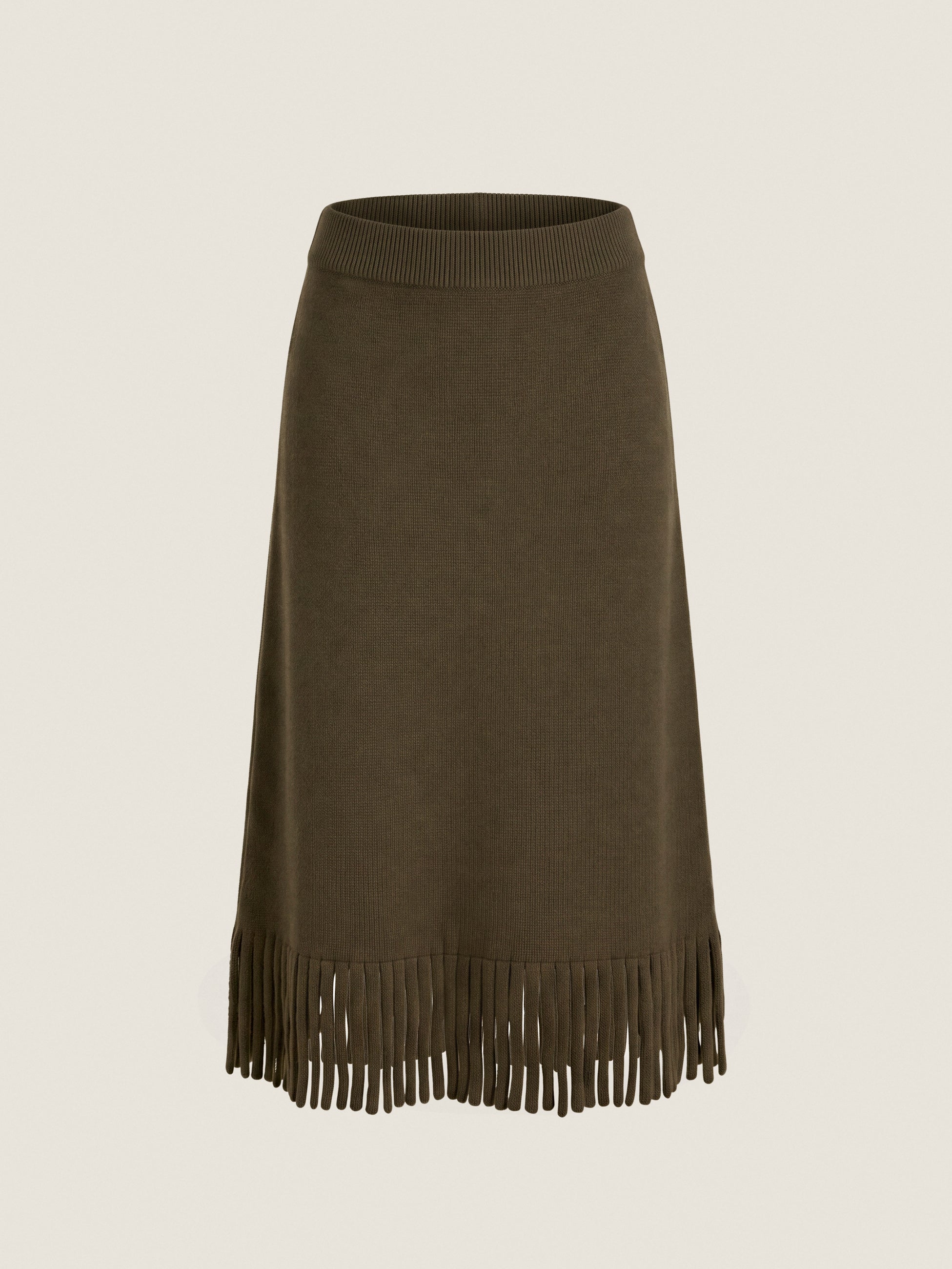  Emelia Fringe Sweater Skirt in Olive by Rebecca Taylor