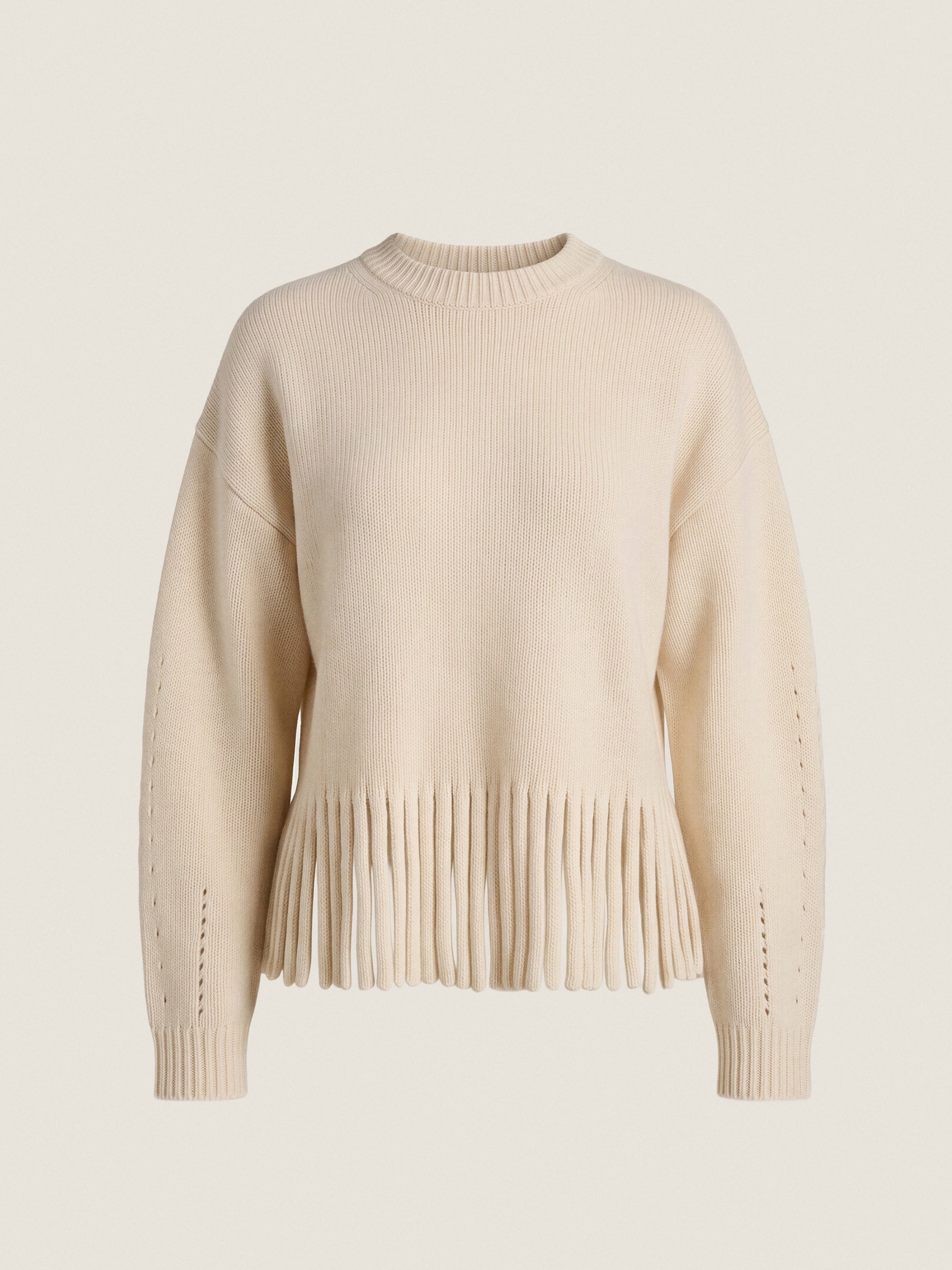  Emelia Fringe Sweater in Alabaster by Rebecca Taylor