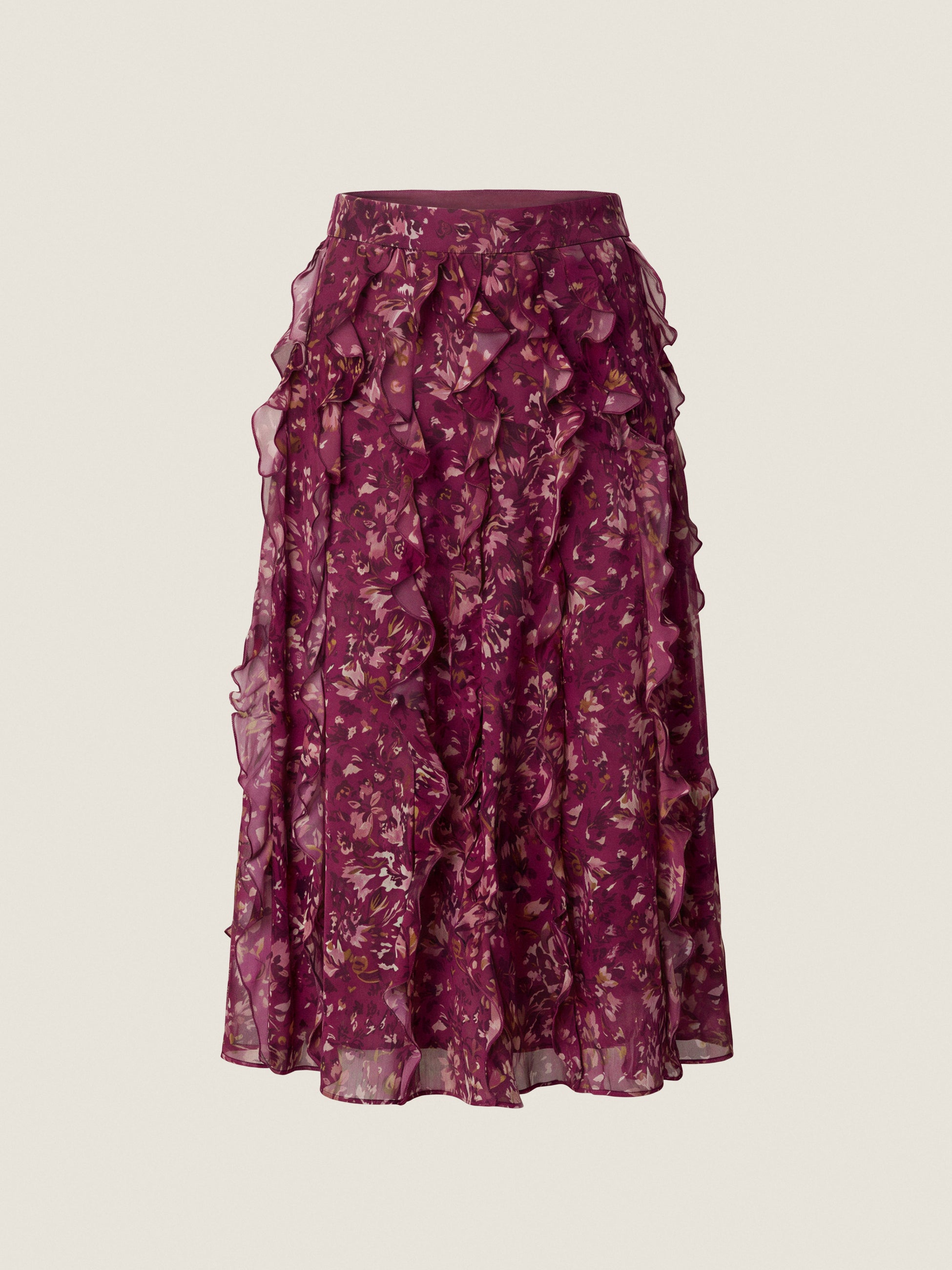  Tessa Ruffle Skirt in Cranberry Multi by Rebecca Taylor