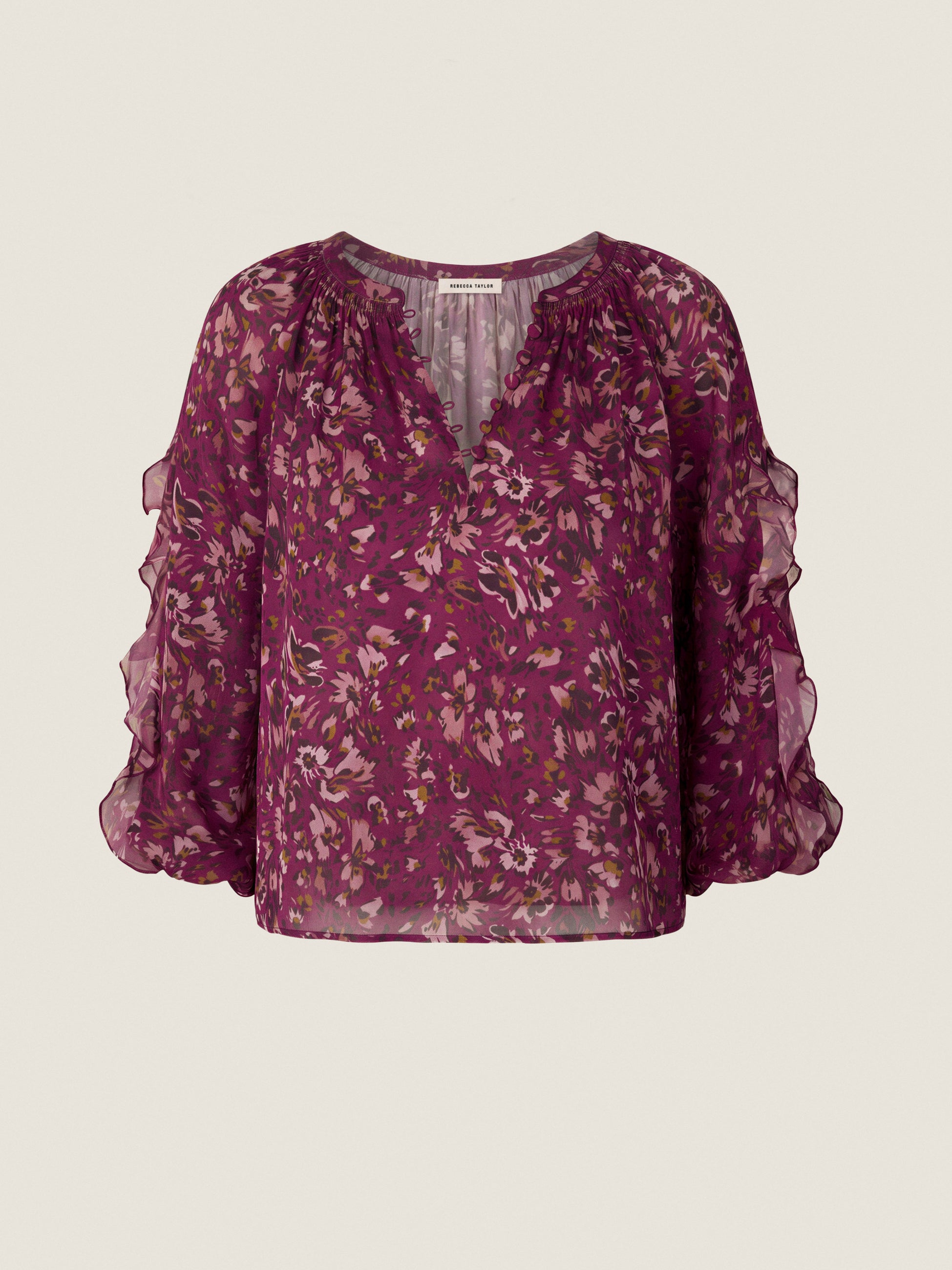  Brooke Ruffle Bubble Top in Cranberry Multi by Rebecca Taylor
