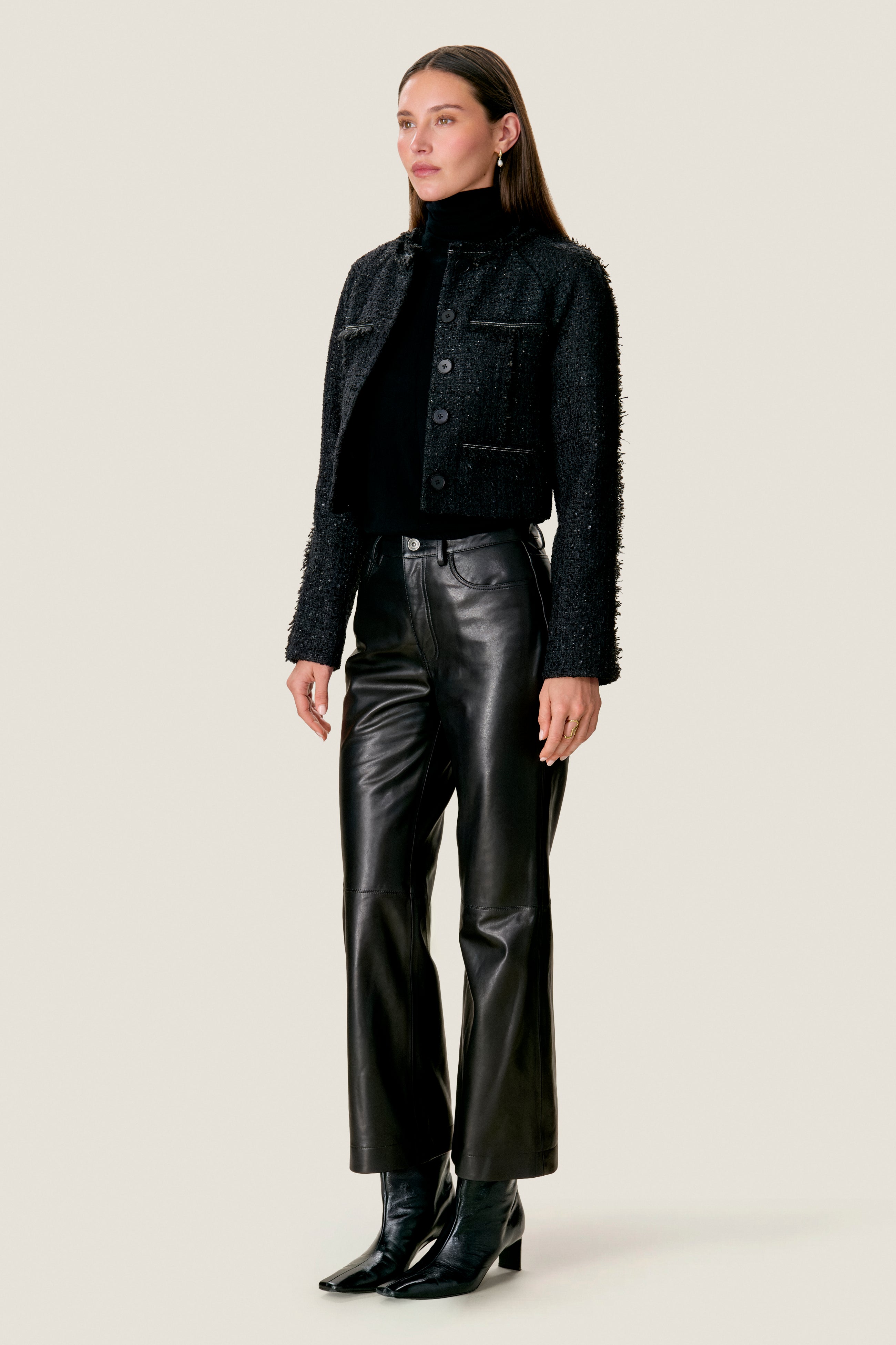  Elle Tweed Jacket in Noir by Rebecca Taylor