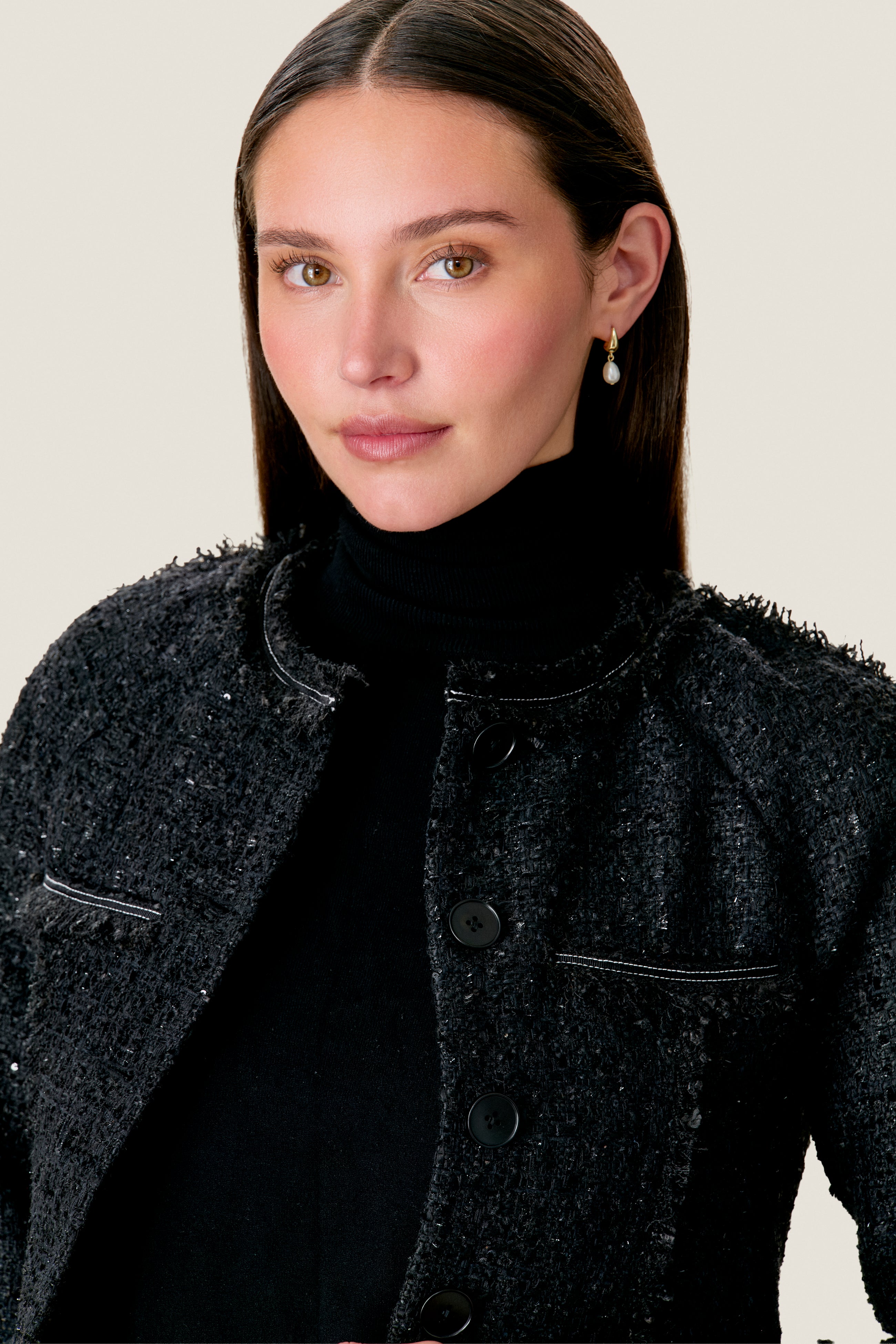  Elle Tweed Jacket in Noir by Rebecca Taylor