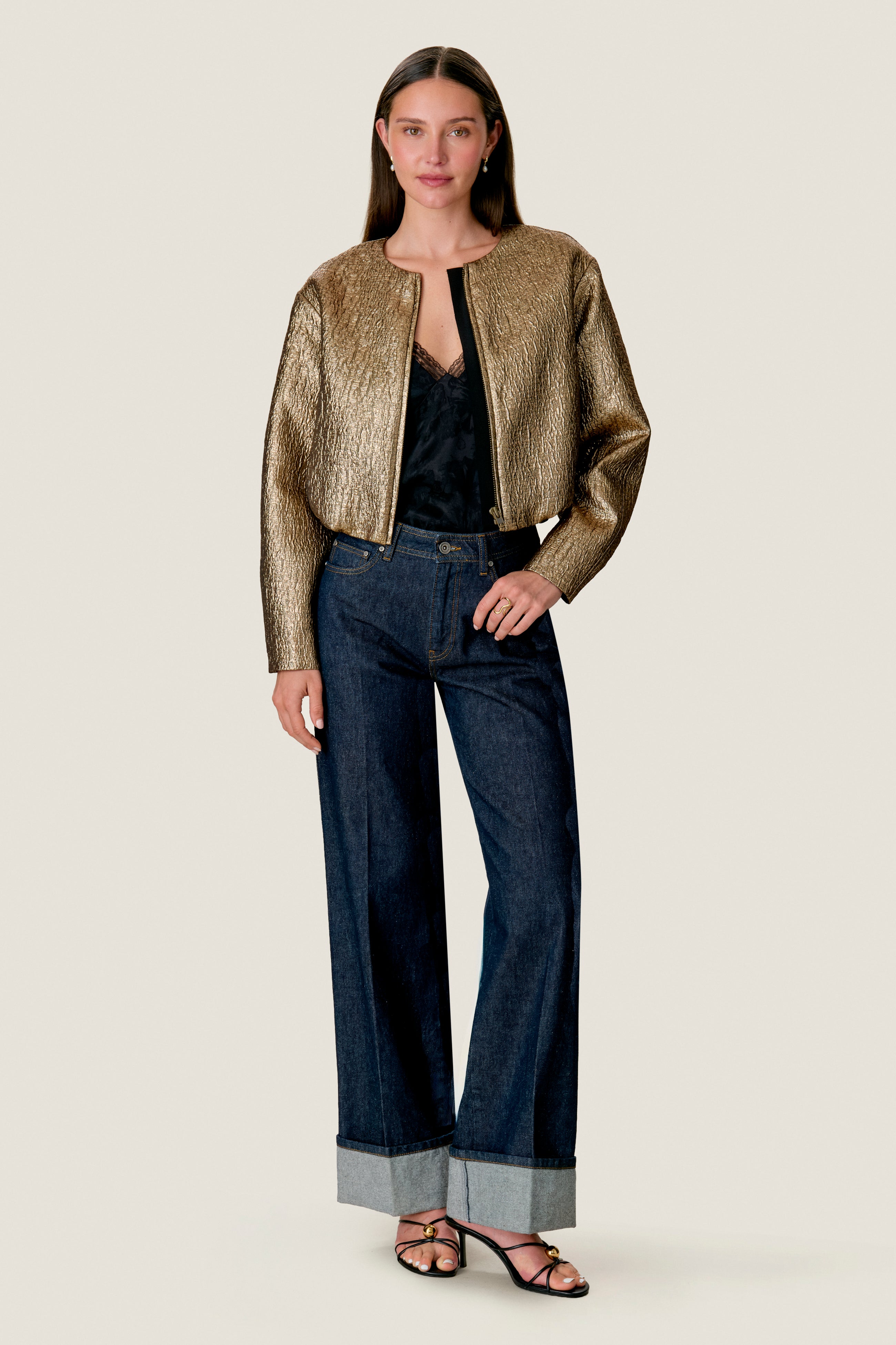  Kate Bubble Jacket in Gold by Rebecca Taylor