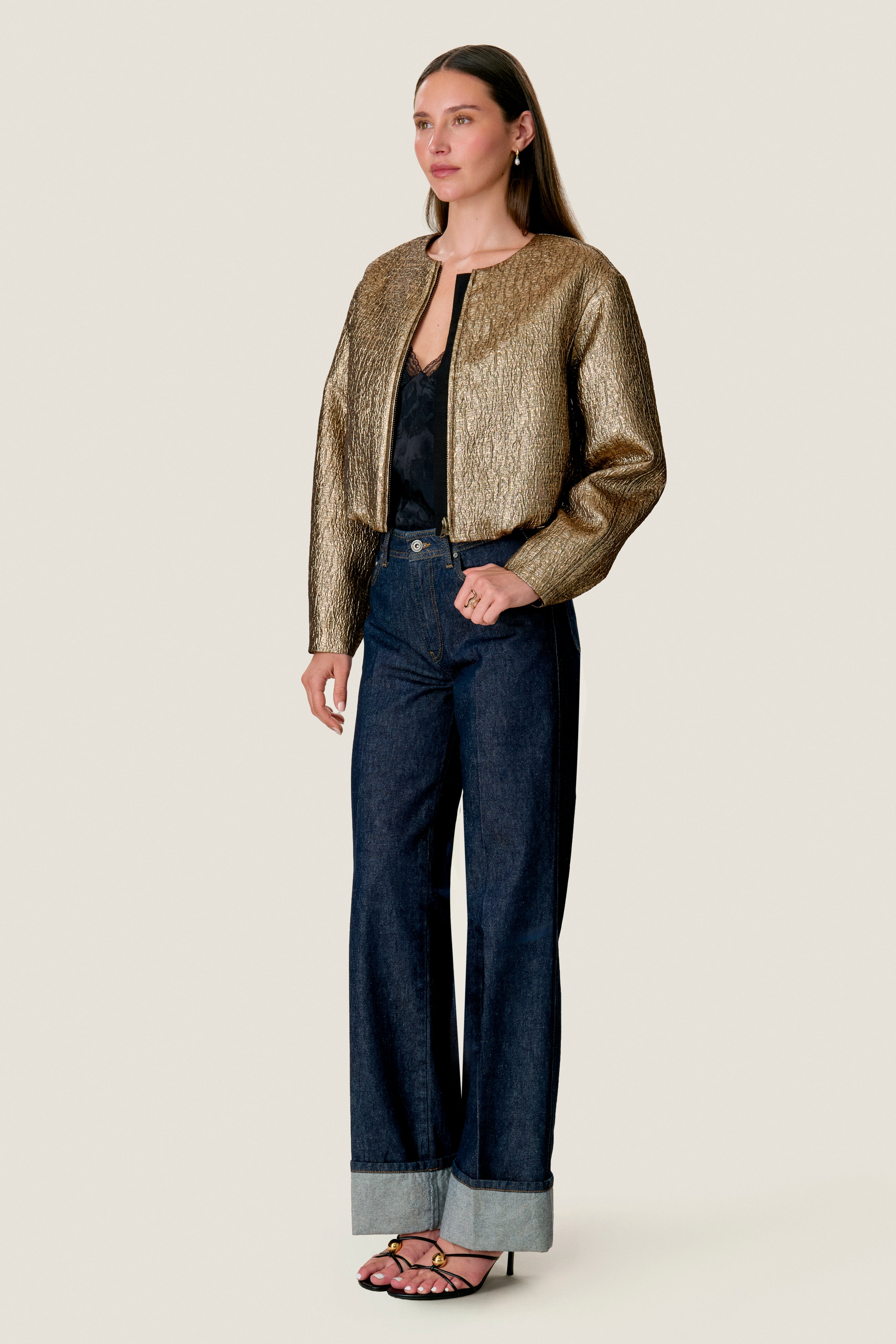  Kate Bubble Jacket in Gold by Rebecca Taylor