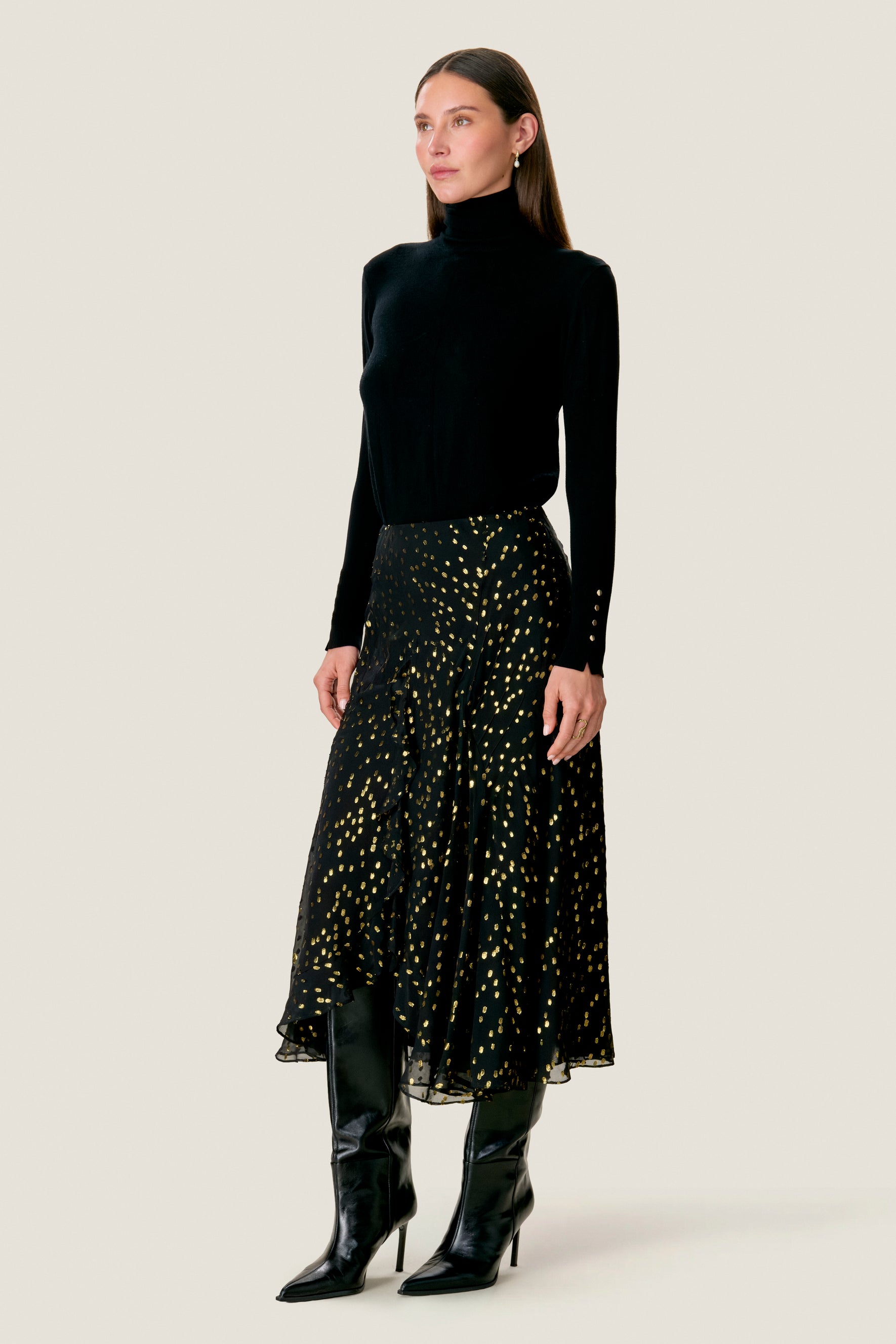 Noha Metallic Dot Skirt