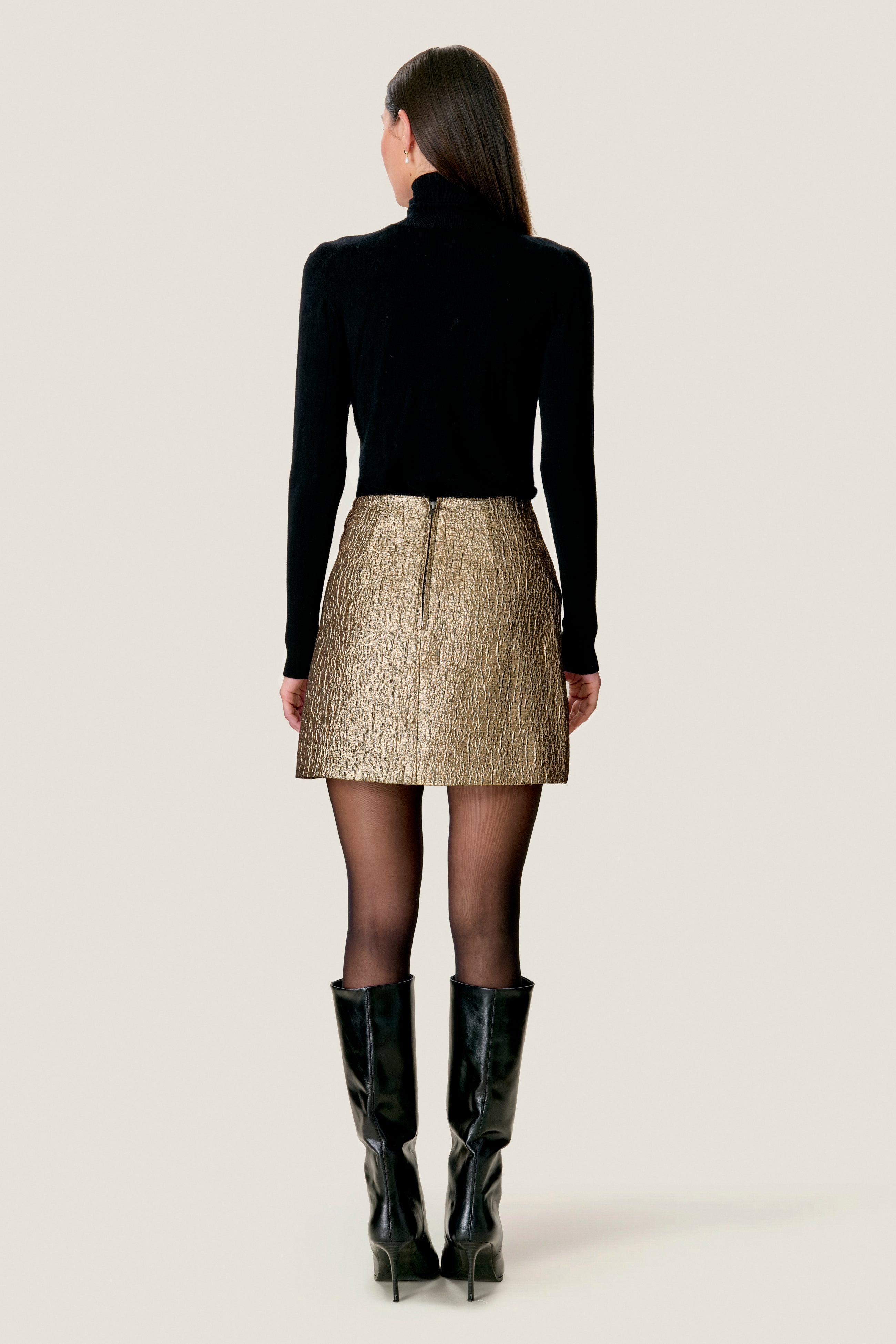  Arielle Mini Skirt in Gold by Rebecca Taylor