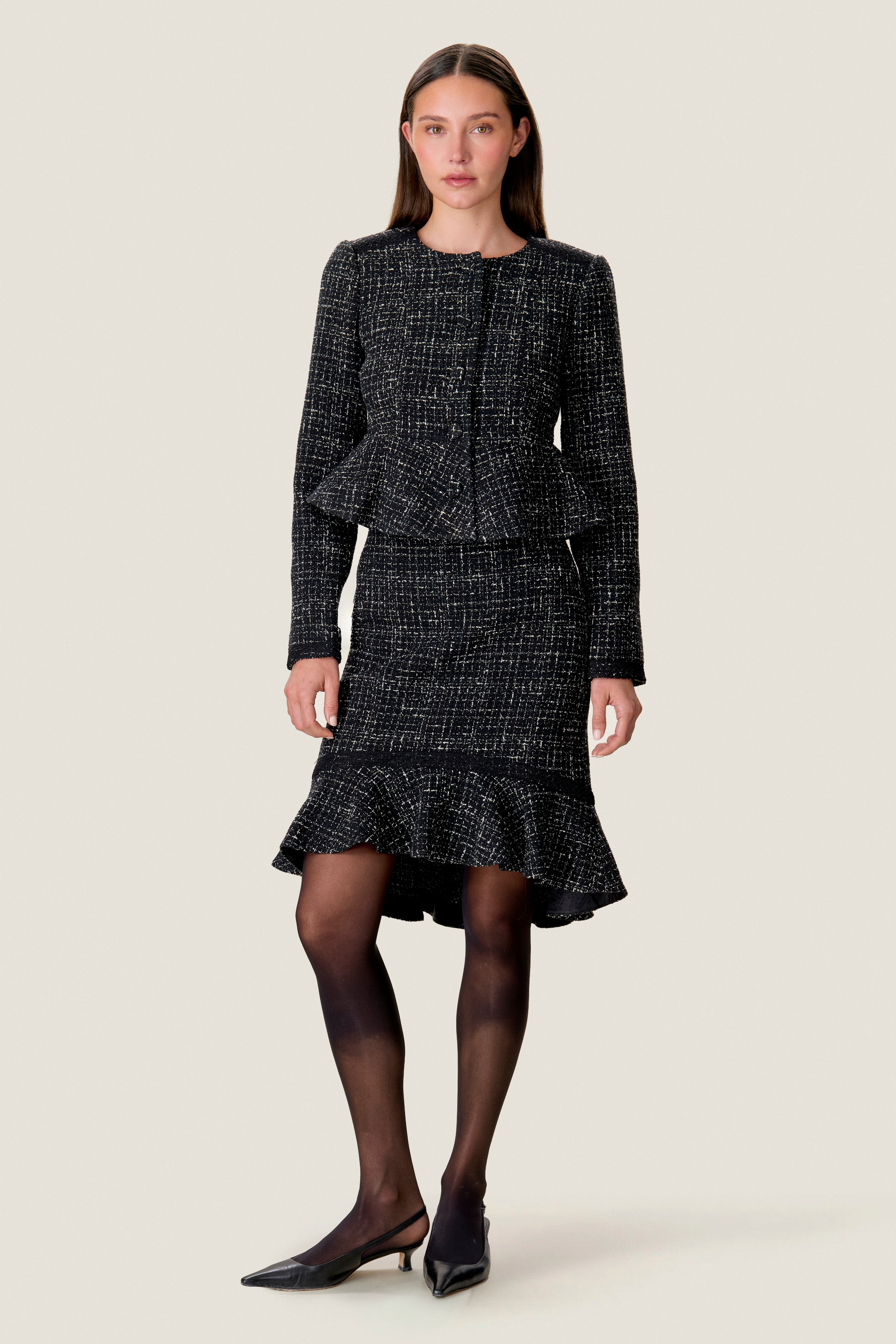  Miley Tweed Skirt in Noir by Rebecca Taylor