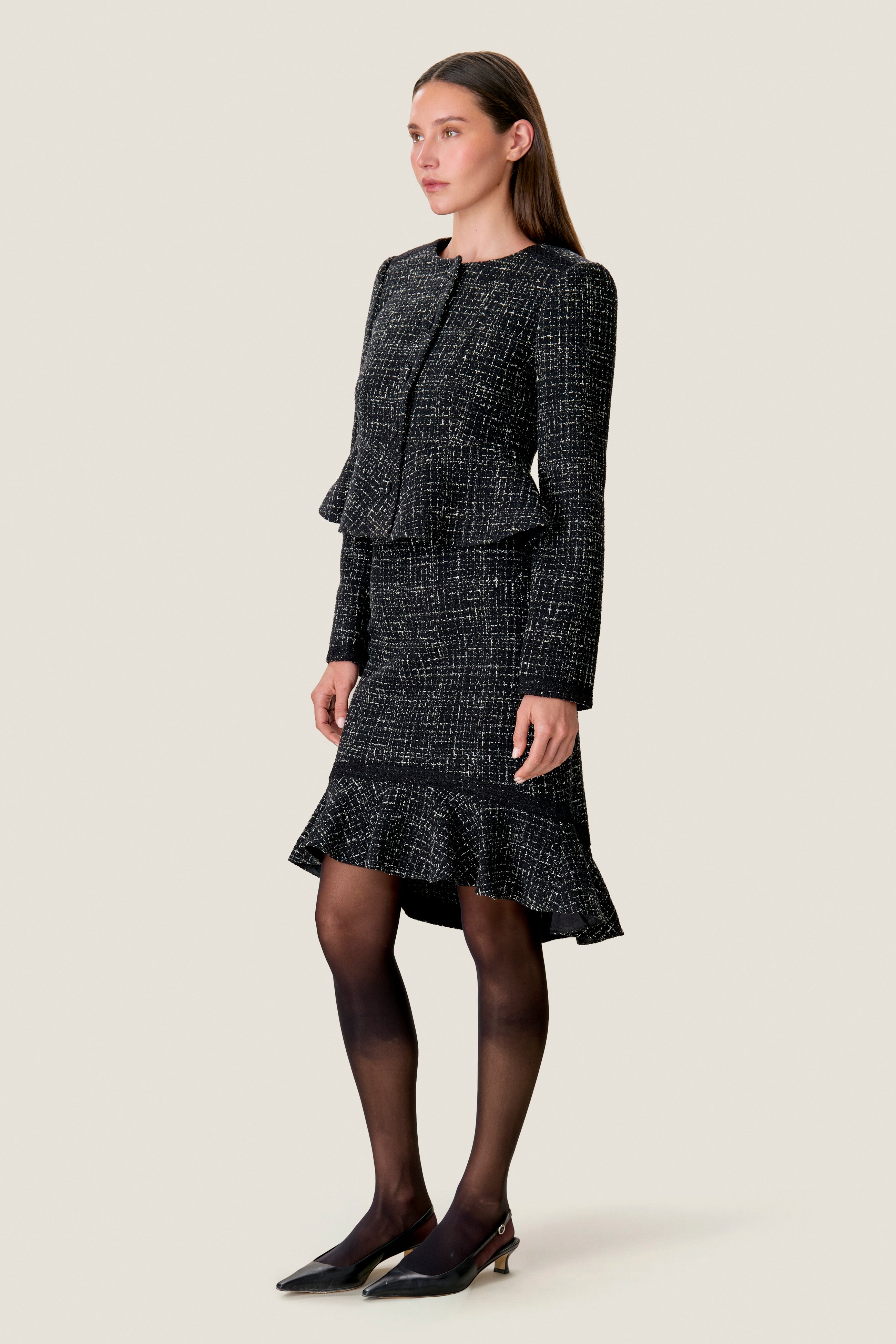  Miley Tweed Skirt in Noir by Rebecca Taylor