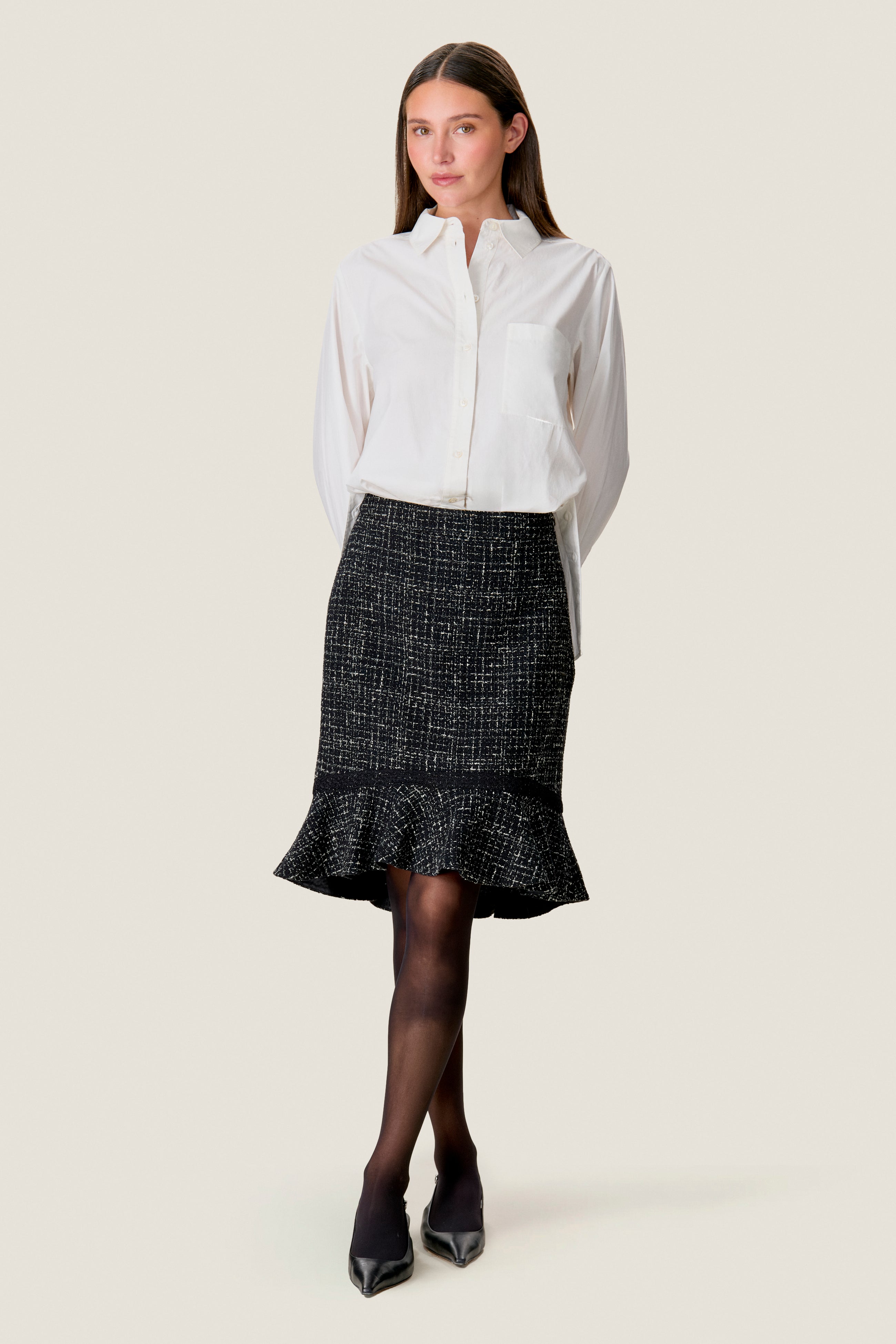  Miley Tweed Skirt in Noir by Rebecca Taylor