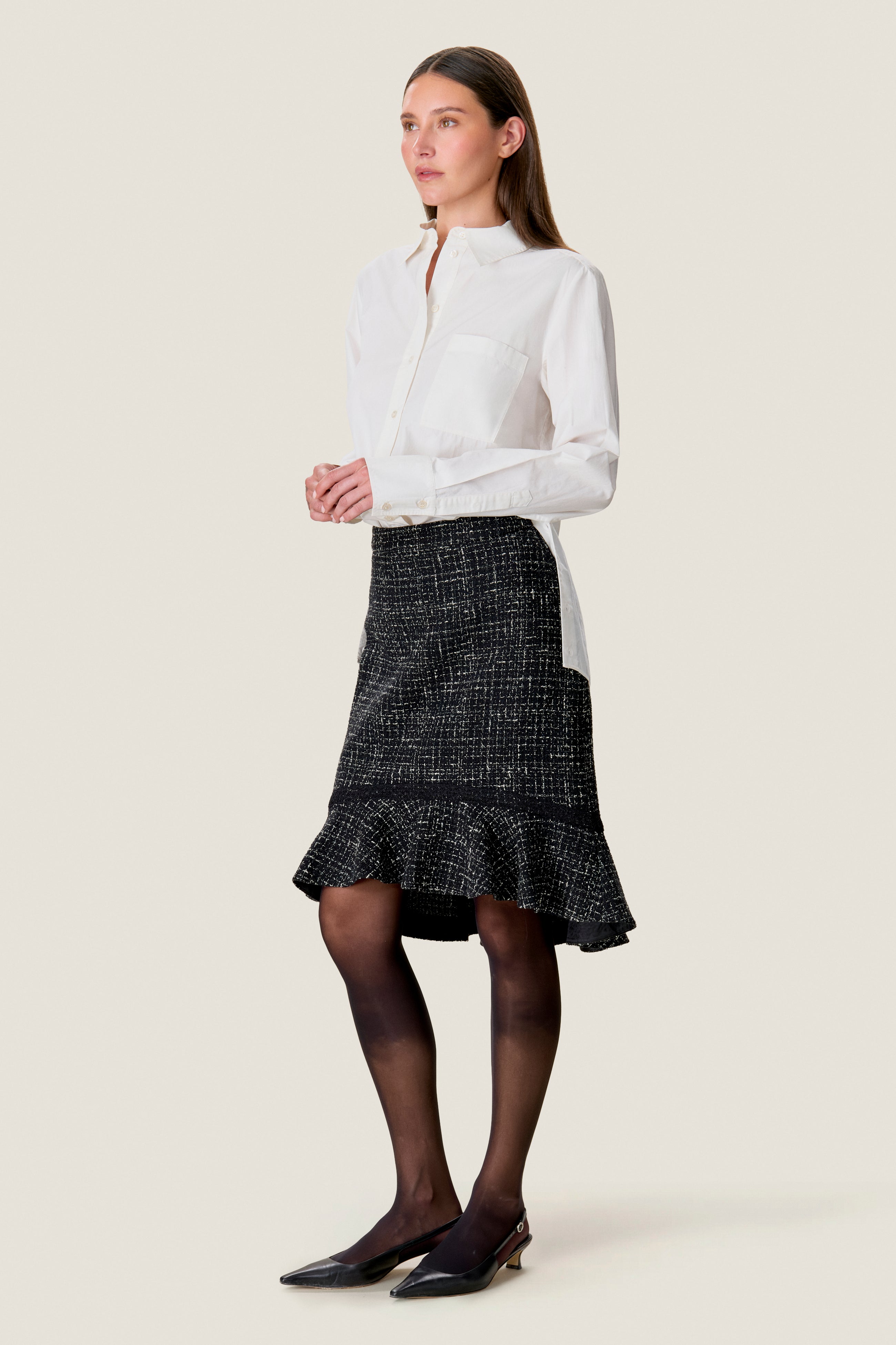 Miley Tweed Skirt in Noir by Rebecca Taylor