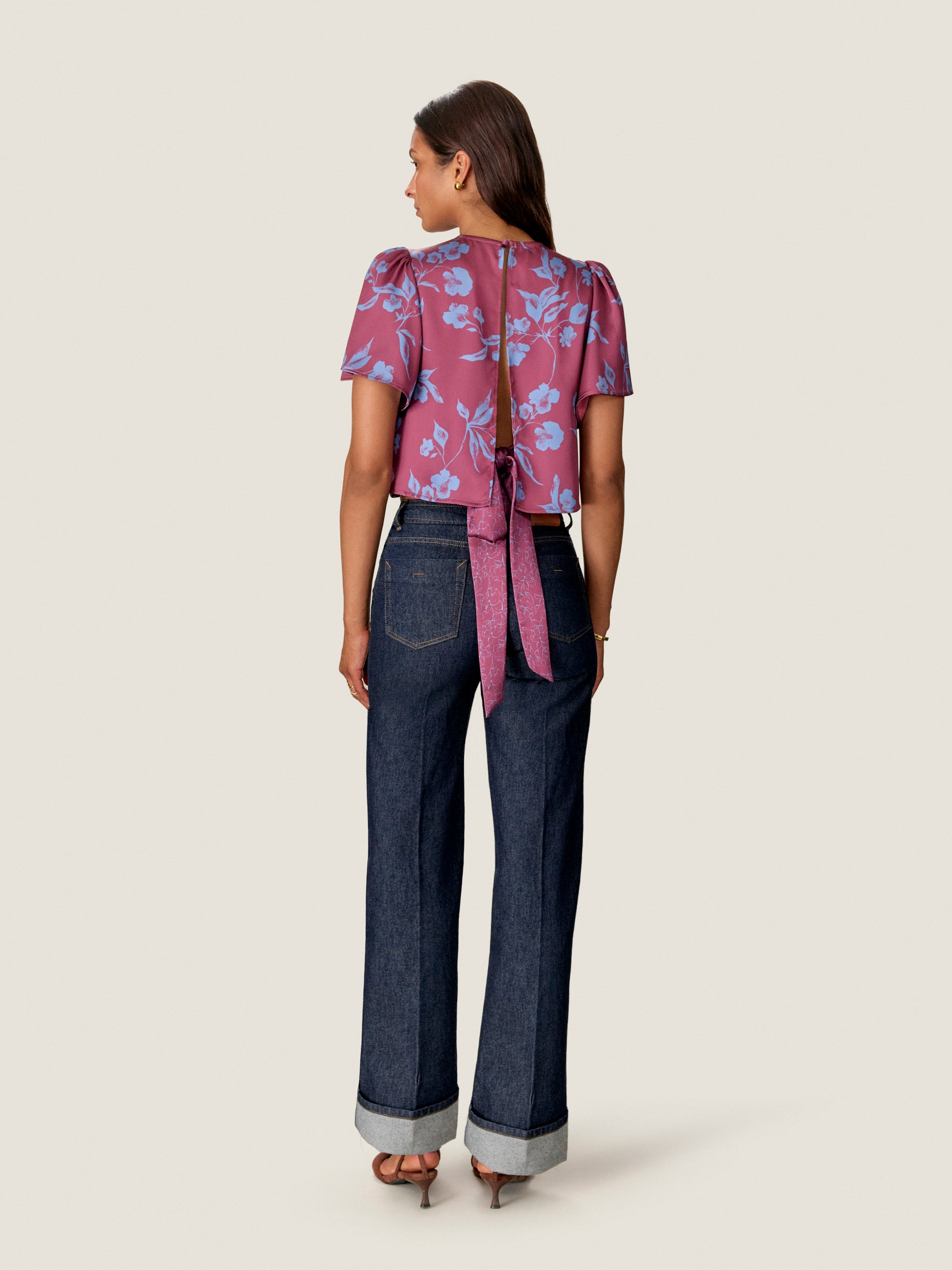  Vivian Tie Top in Plum/ Cornflower Multi by Rebecca Taylor