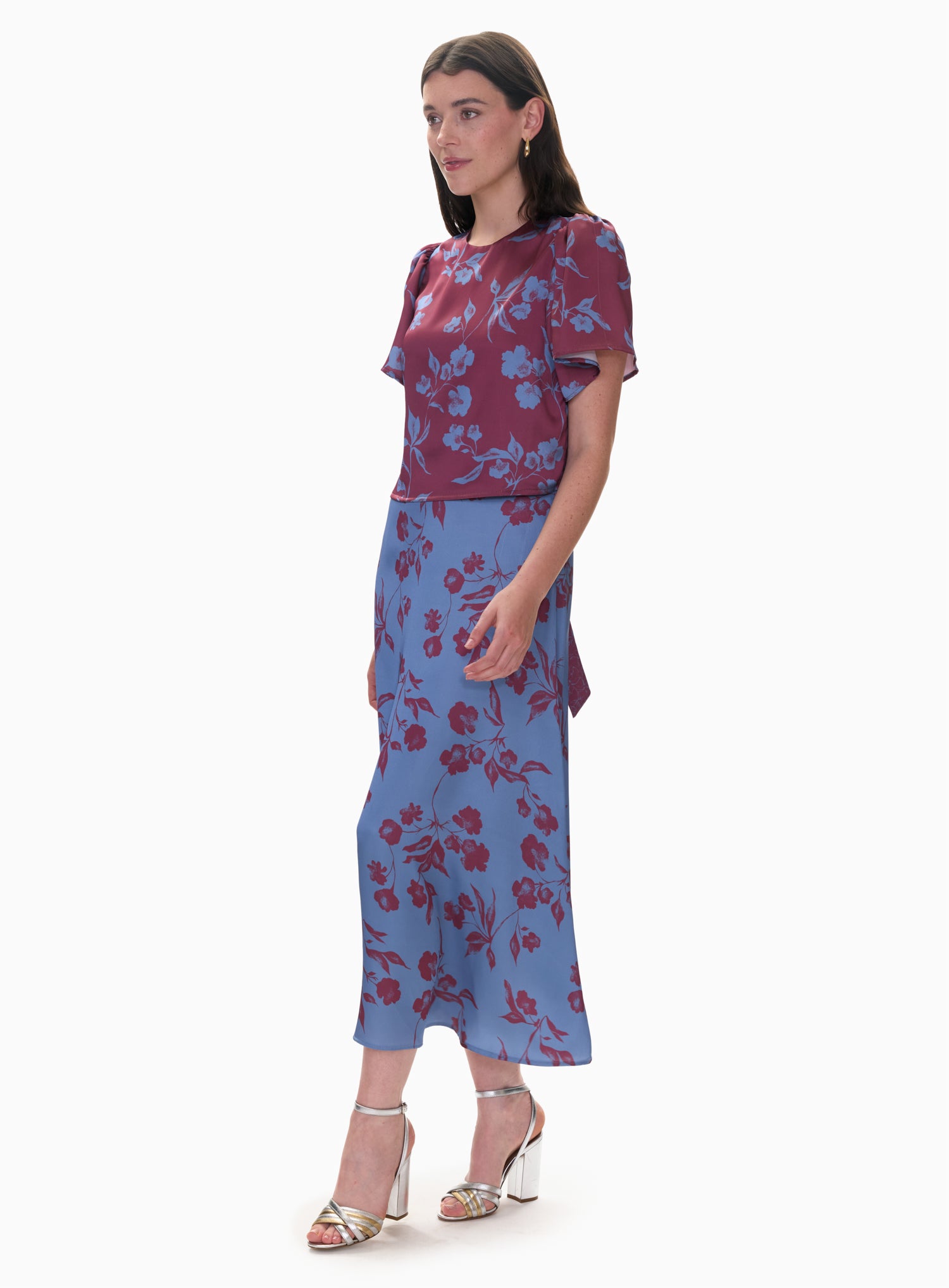 Vivian Circle Skirt in Cornflower/Plum Multi by Rebecca Taylor