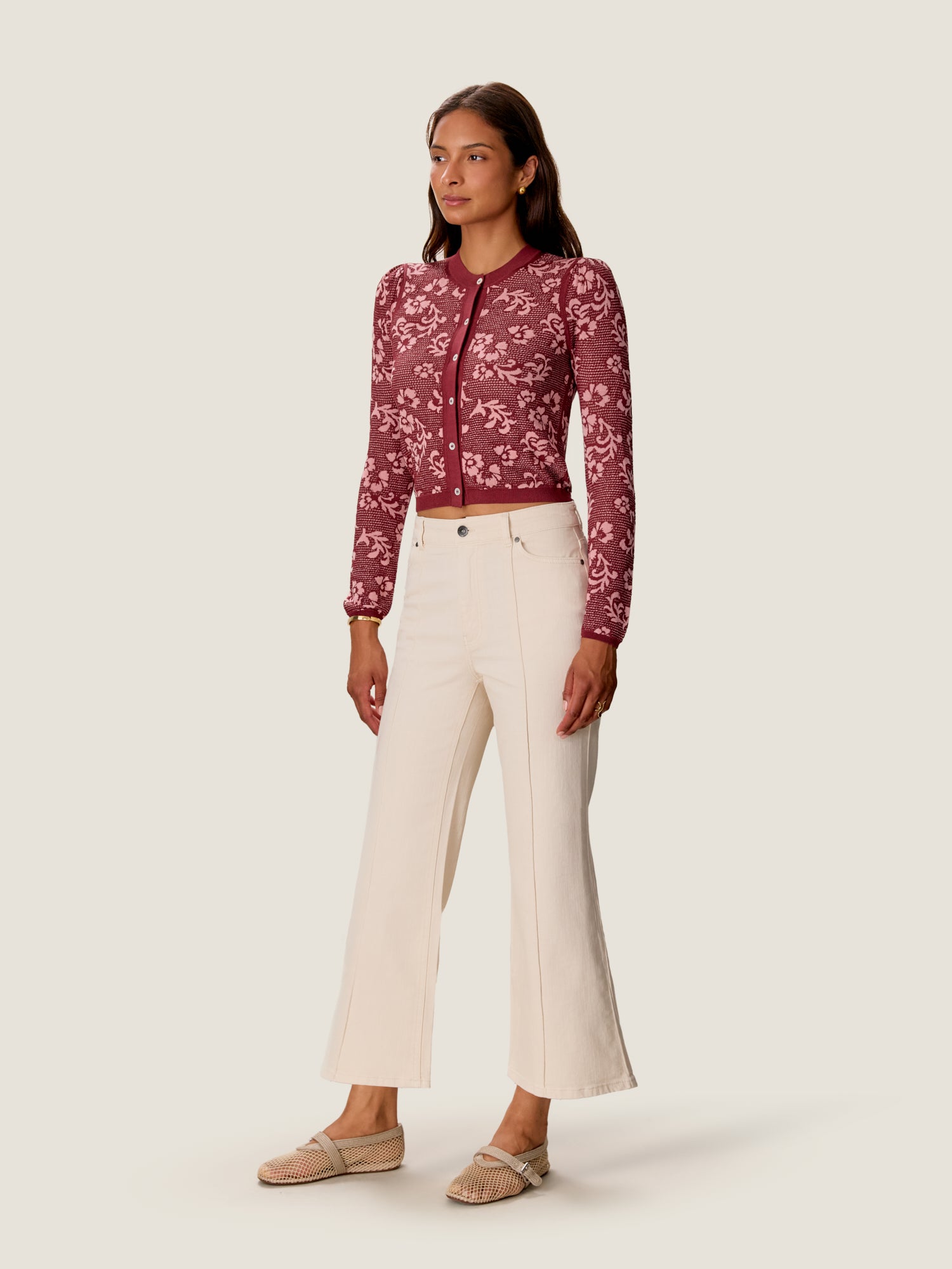  Bryn Jacquard Cardigan in Cotto/Blush by Rebecca Taylor