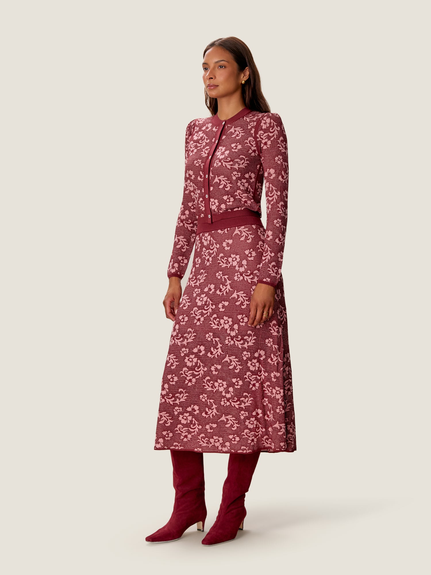  Bryn Jacquard Sweater Skirt in Cotto/Blush by Rebecca Taylor