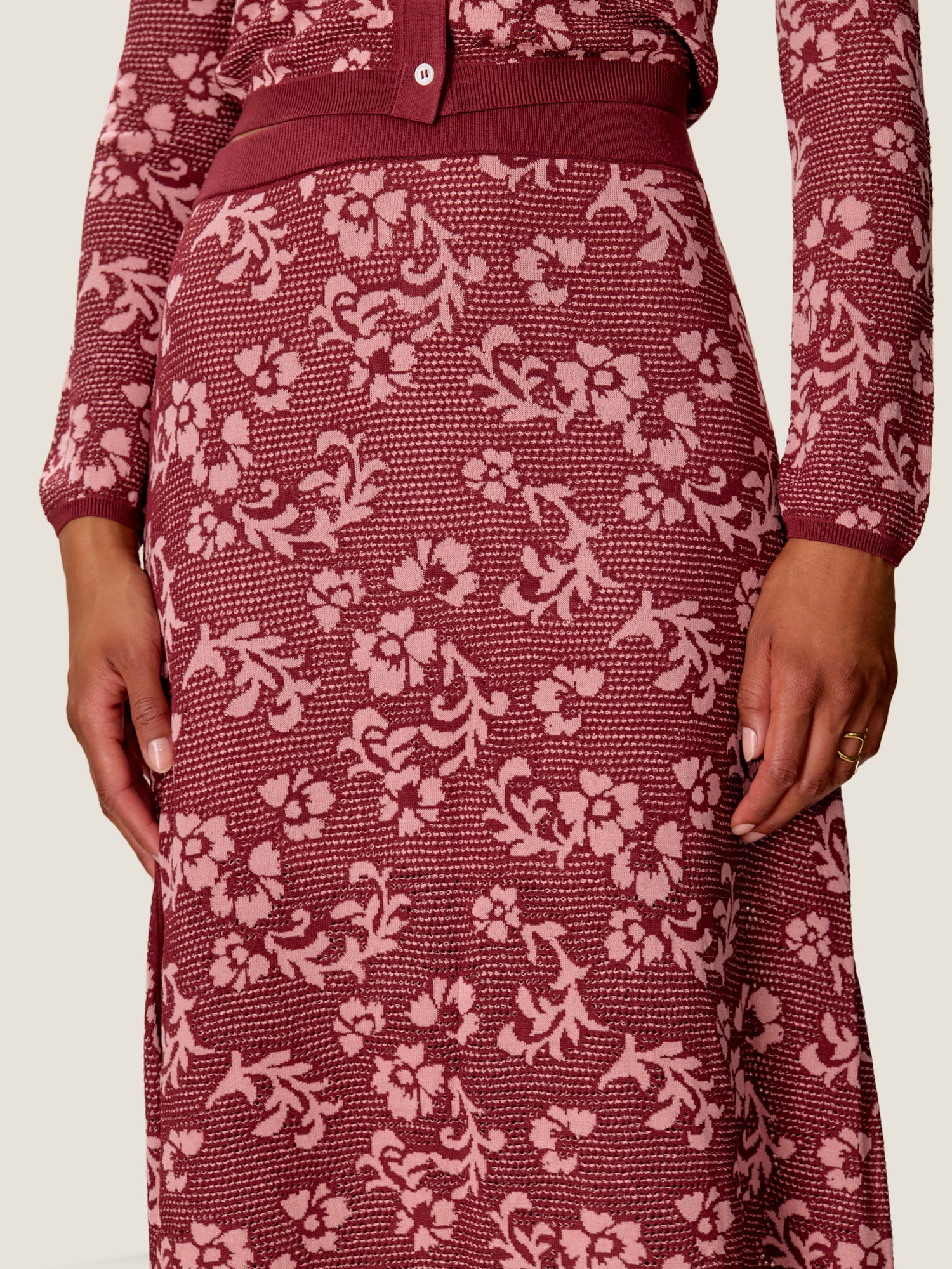  Bryn Jacquard Sweater Skirt in Cotto/Blush by Rebecca Taylor