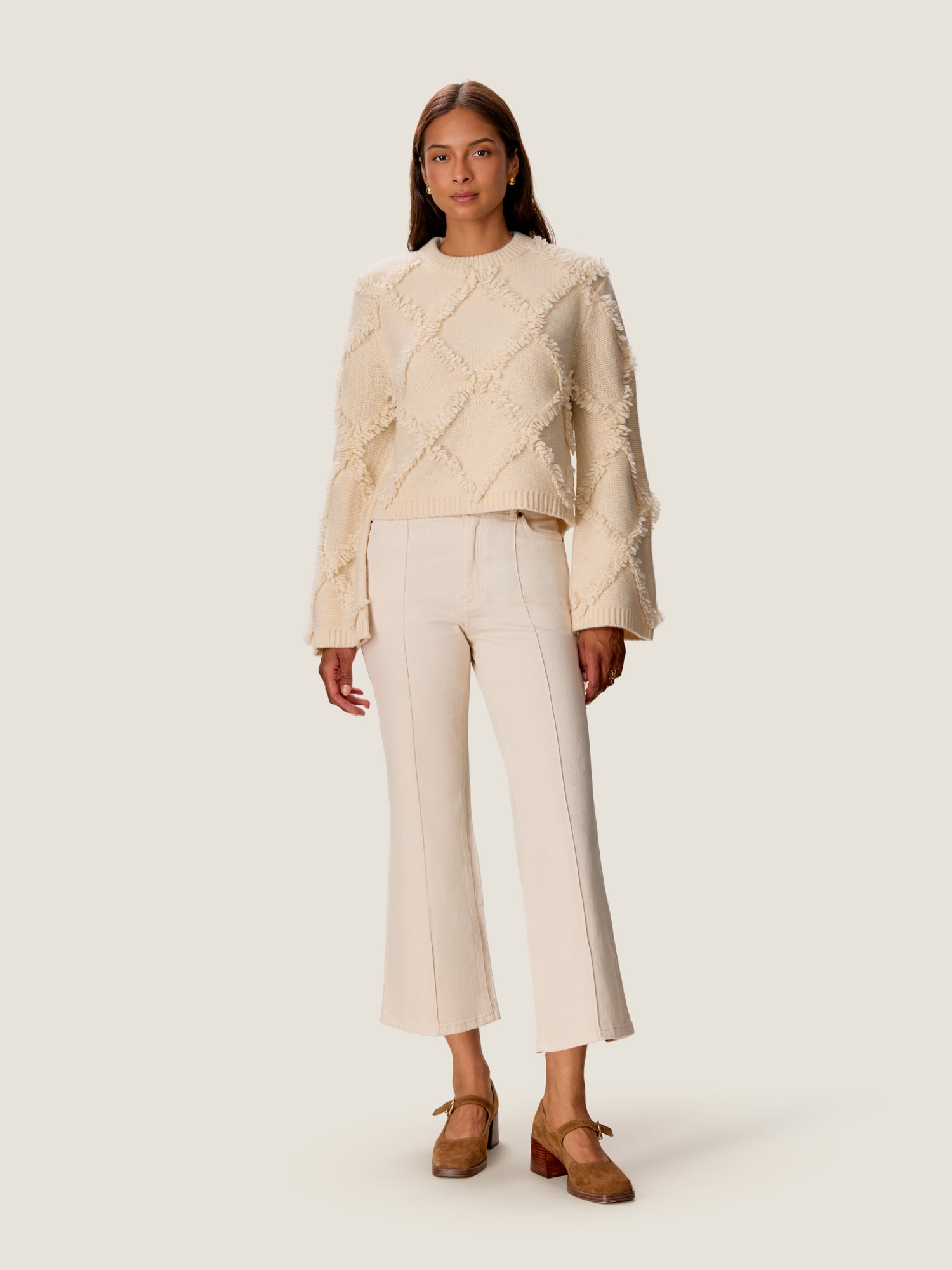  Thea Fringe Sweater in Alabaster by Rebecca Taylor
