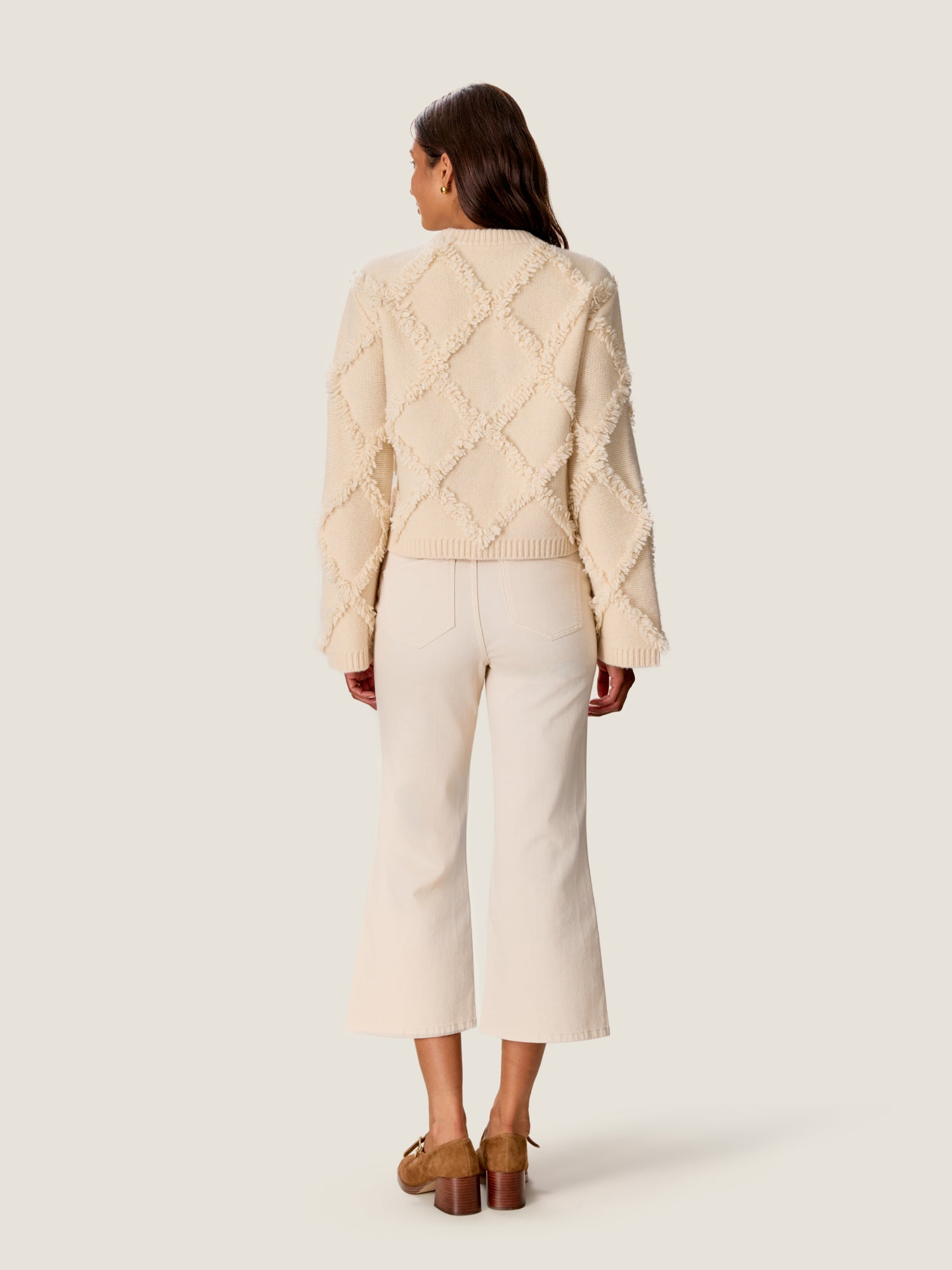  Thea Fringe Sweater in Alabaster by Rebecca Taylor