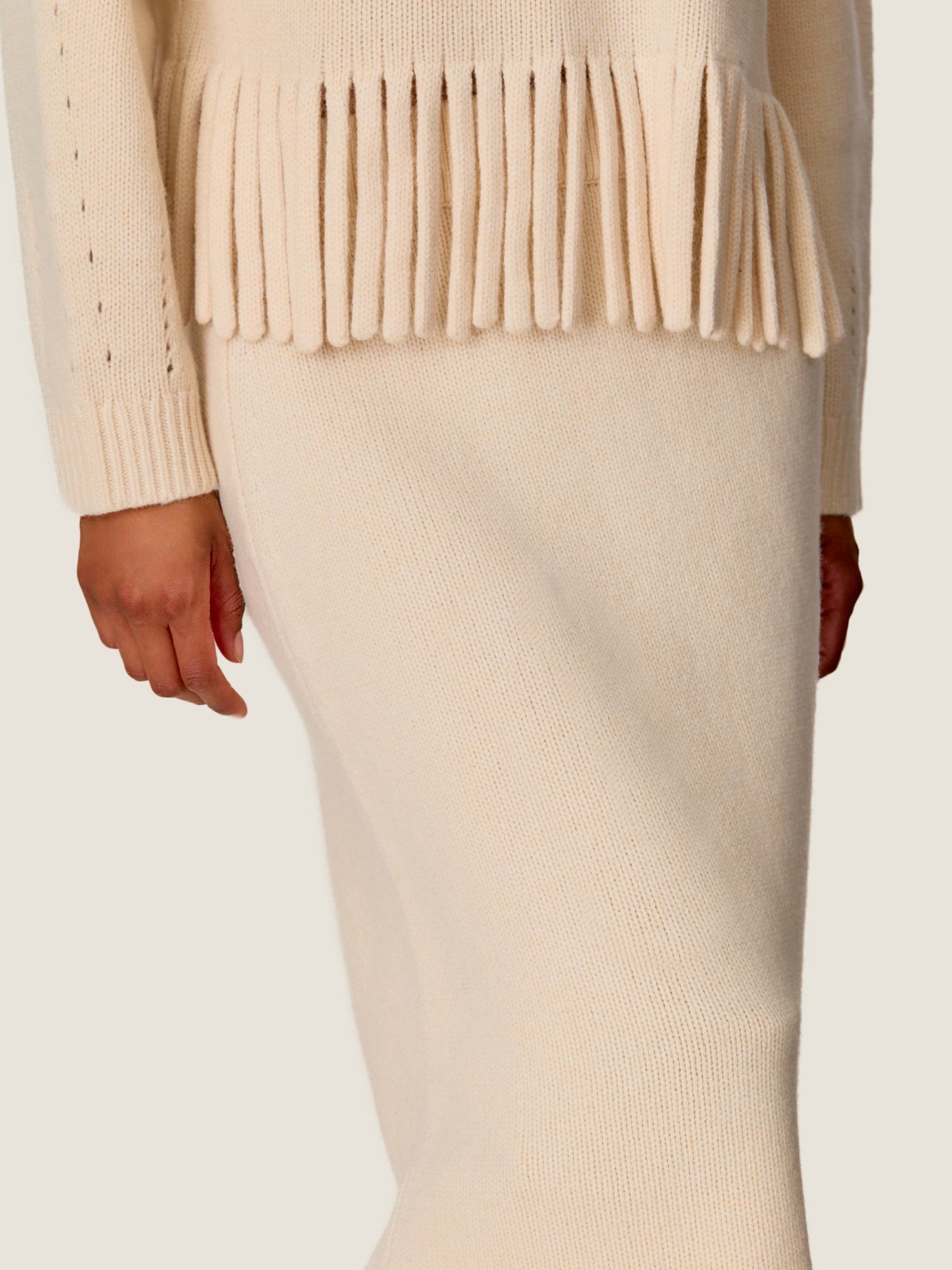  Emelia Fringe Sweater Skirt in Alabaster by Rebecca Taylor