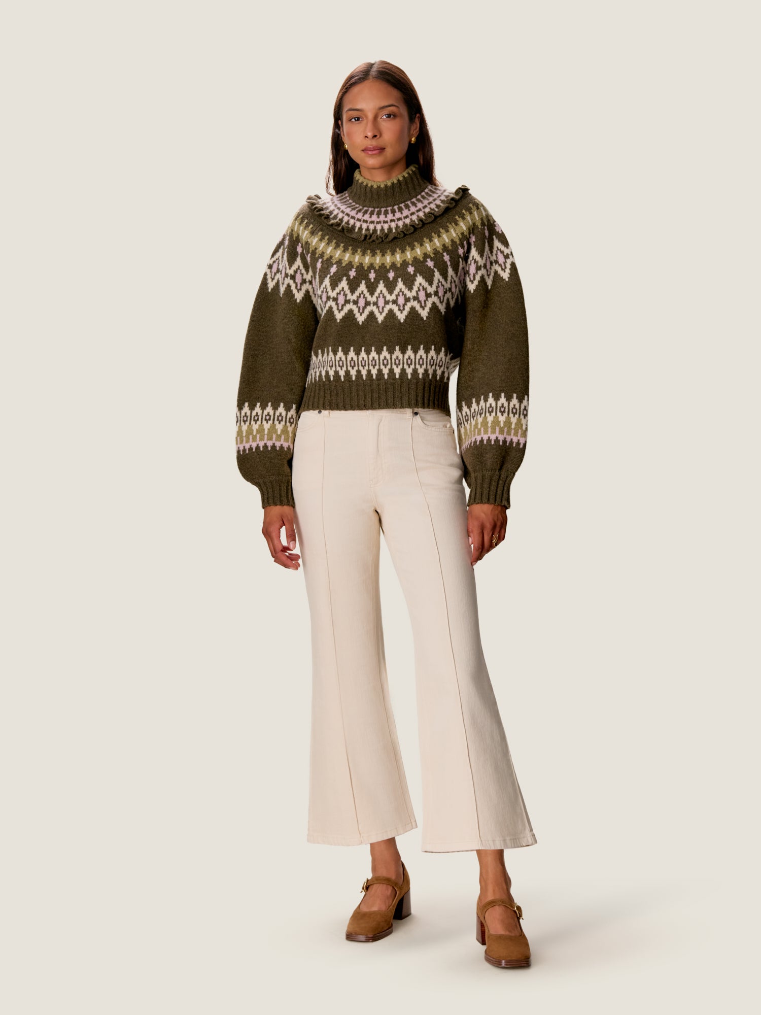  Allie Fair Isle Sweater in Olive Fair Isle by Rebecca Taylor
