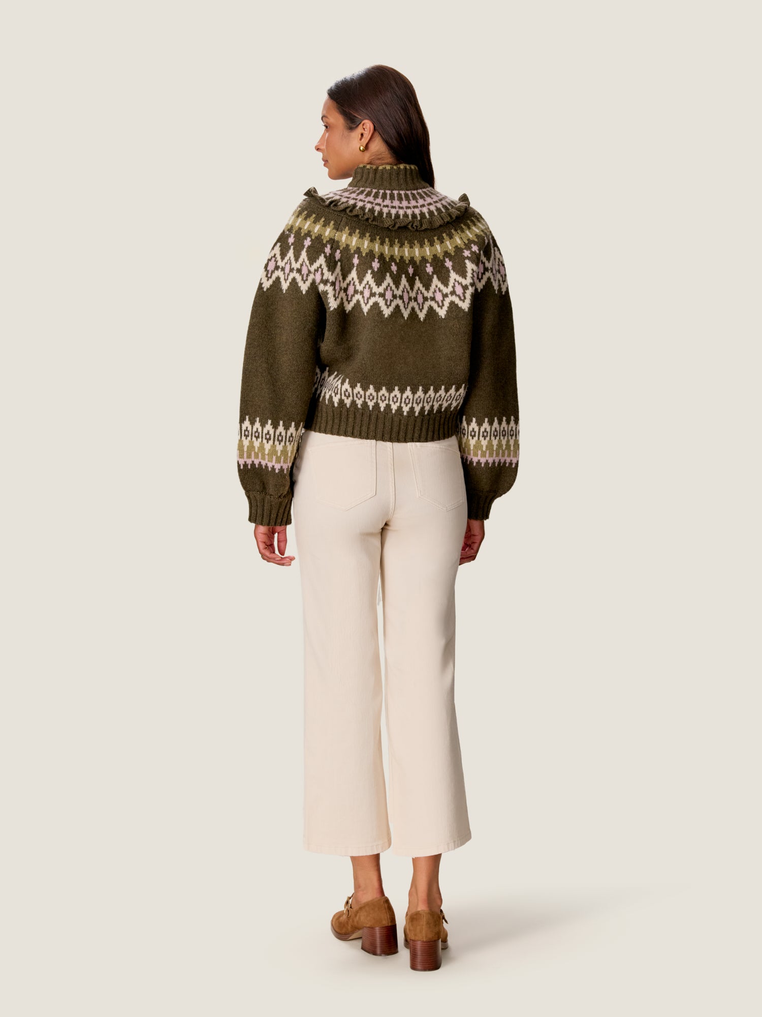  Allie Fair Isle Sweater in Olive Fair Isle by Rebecca Taylor