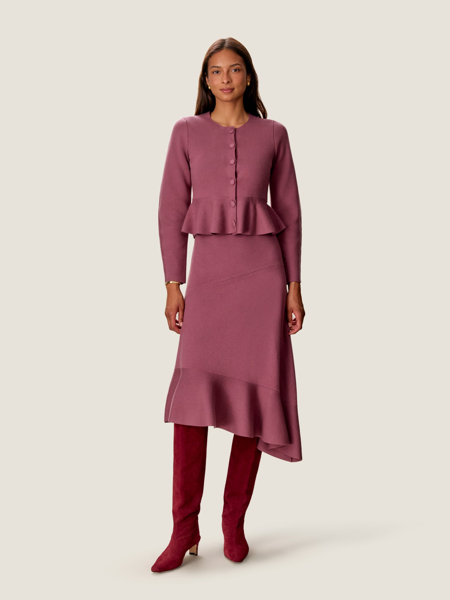  Jocelyn Asymmetrical Sweater Skirt in Soft Plum by Rebecca Taylor