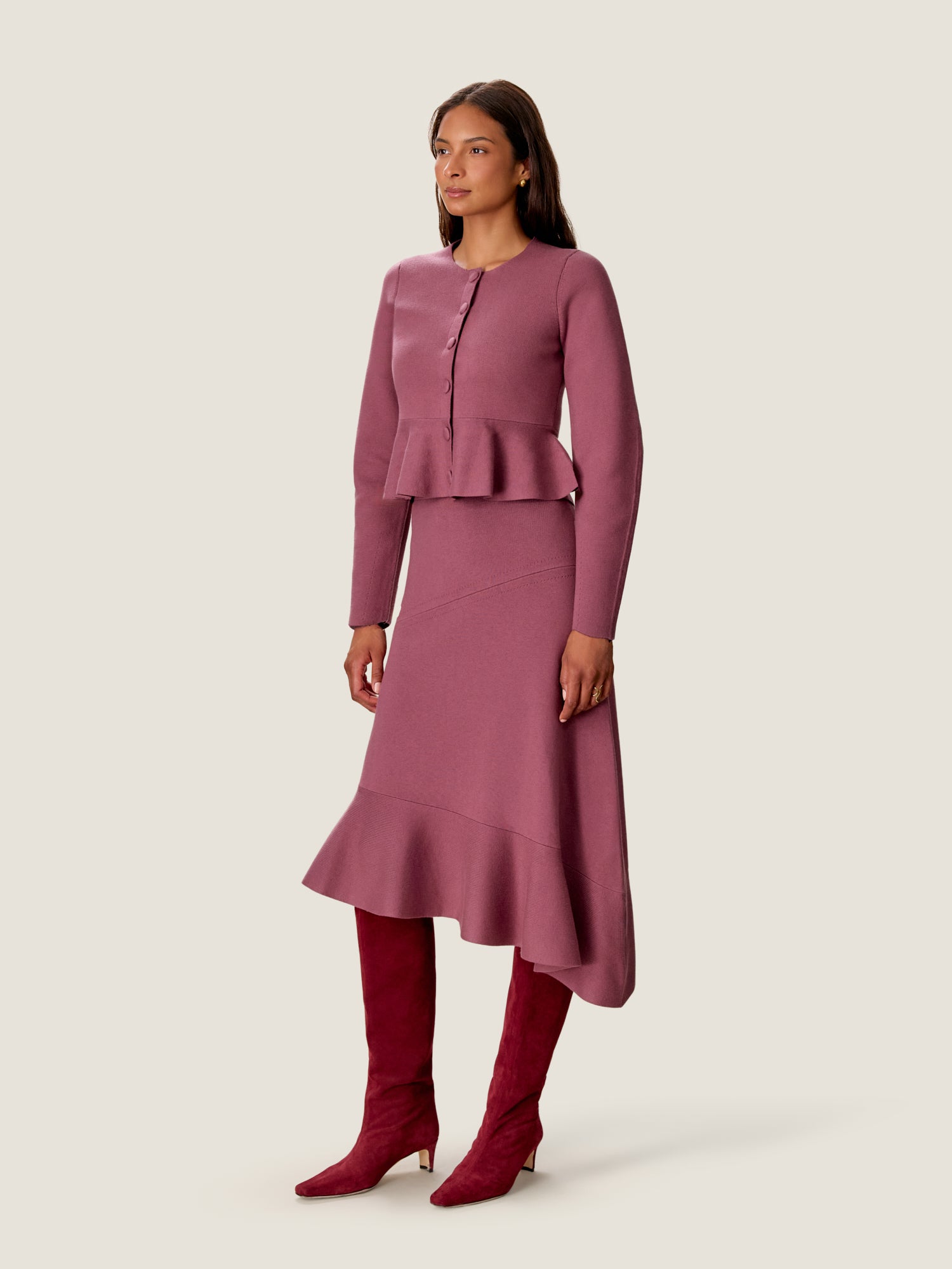  Jocelyn Asymmetrical Sweater Skirt in Soft Plum by Rebecca Taylor