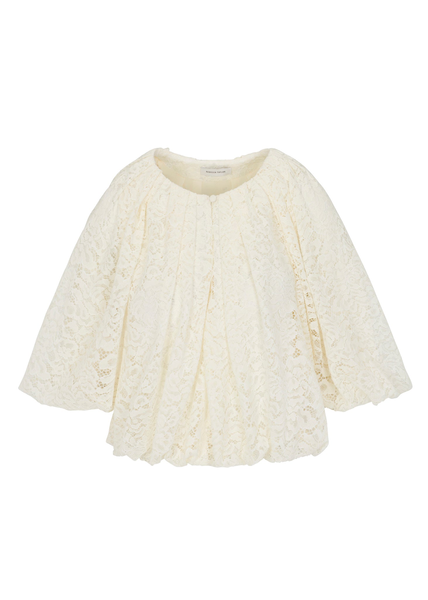 Cream Lace Bubble Blouse Idun Lace Top in Cream by Rebecca Taylor