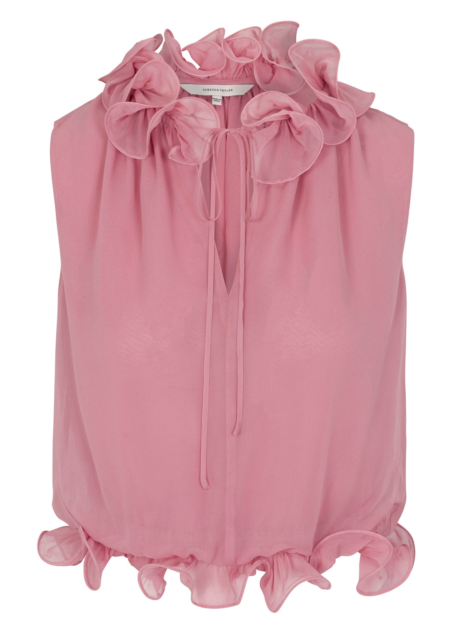 Pink Sleeveless Viscose Blouse Sarita Top in Foxglove by Rebecca Taylor