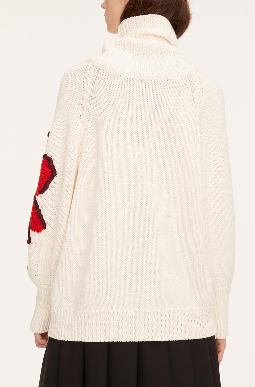  Botanical Intarsia Turtleneck in Strawberry Combo by Rebecca Taylor