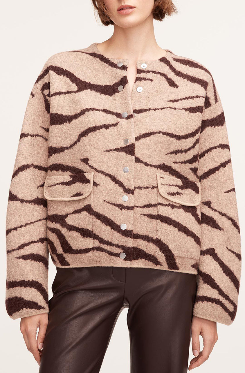  Zebra Jacquard Cropped Jacket in Zebra Port Combo by Rebecca Taylor