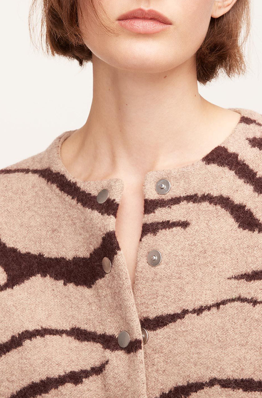  Zebra Jacquard Cropped Jacket in Zebra Port Combo by Rebecca Taylor