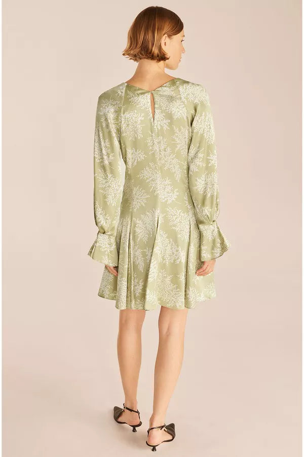  Godet Dress in Arden Fern Linen Combo by Rebecca Taylor