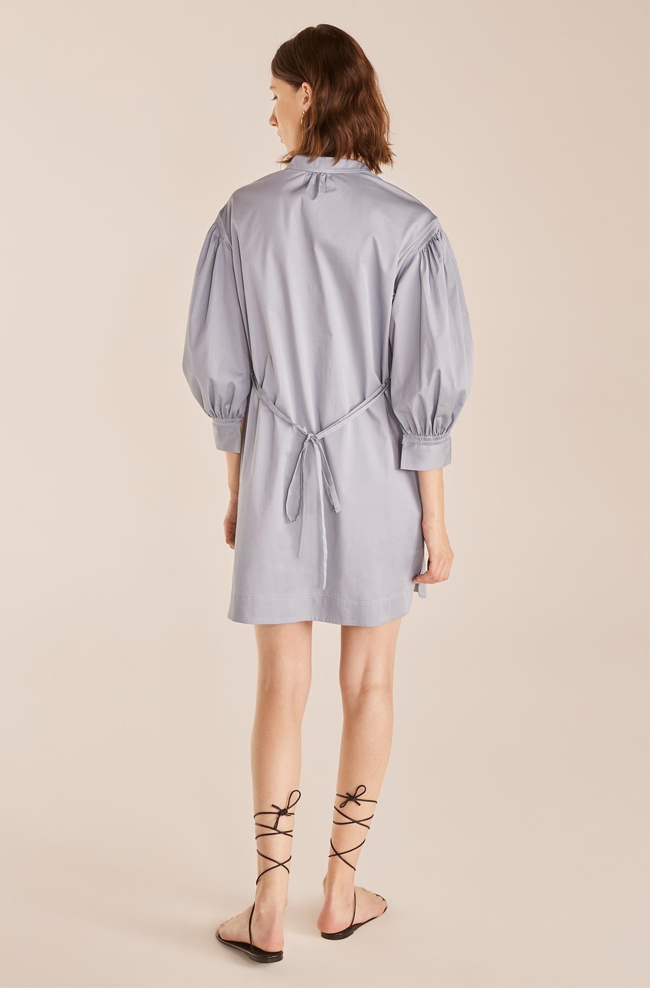  Long Sleeve Shirt Dress in Pearl Blue by Rebecca Taylor
