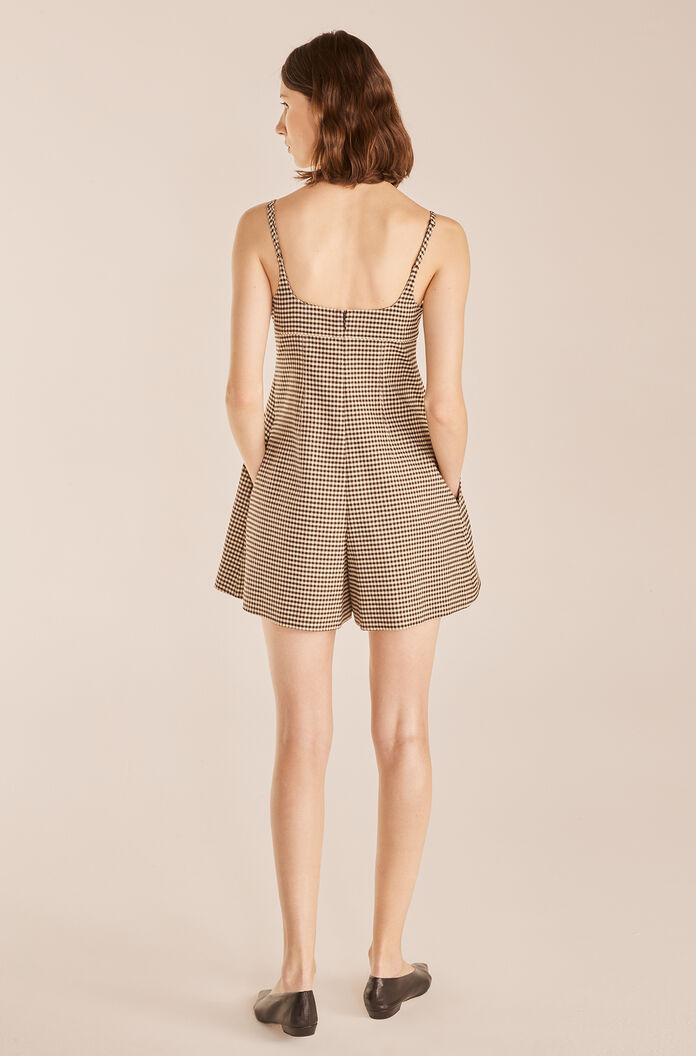  Check Romper in Spring Check Espresso Combo by Rebecca Taylor