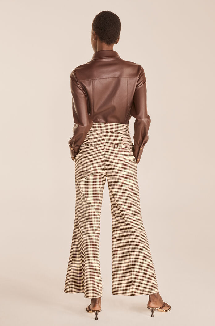  Check Flare Pant in Spring Check Espresso Combo by Rebecca Taylor
