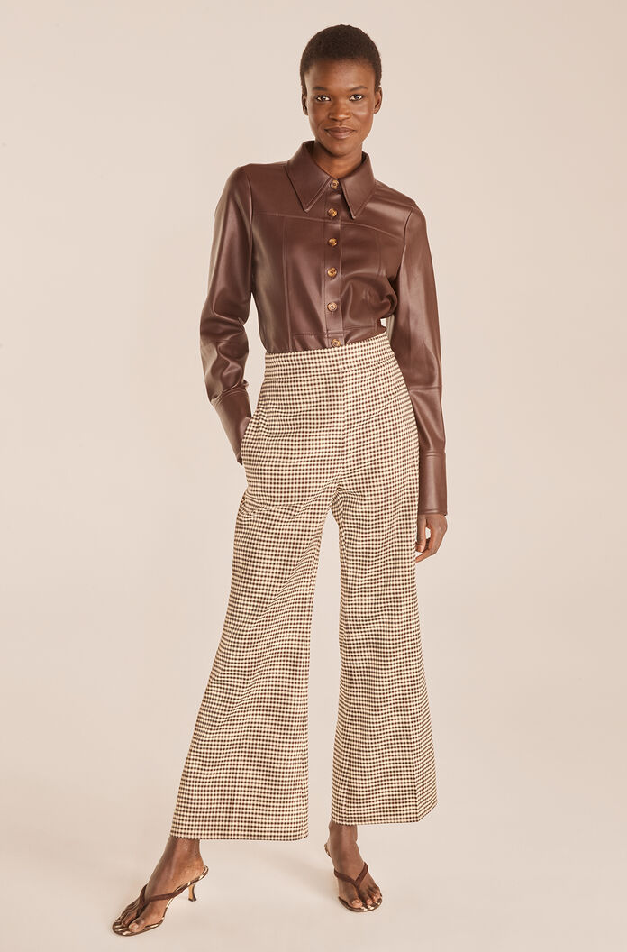  Check Flare Pant in Spring Check Espresso Combo by Rebecca Taylor