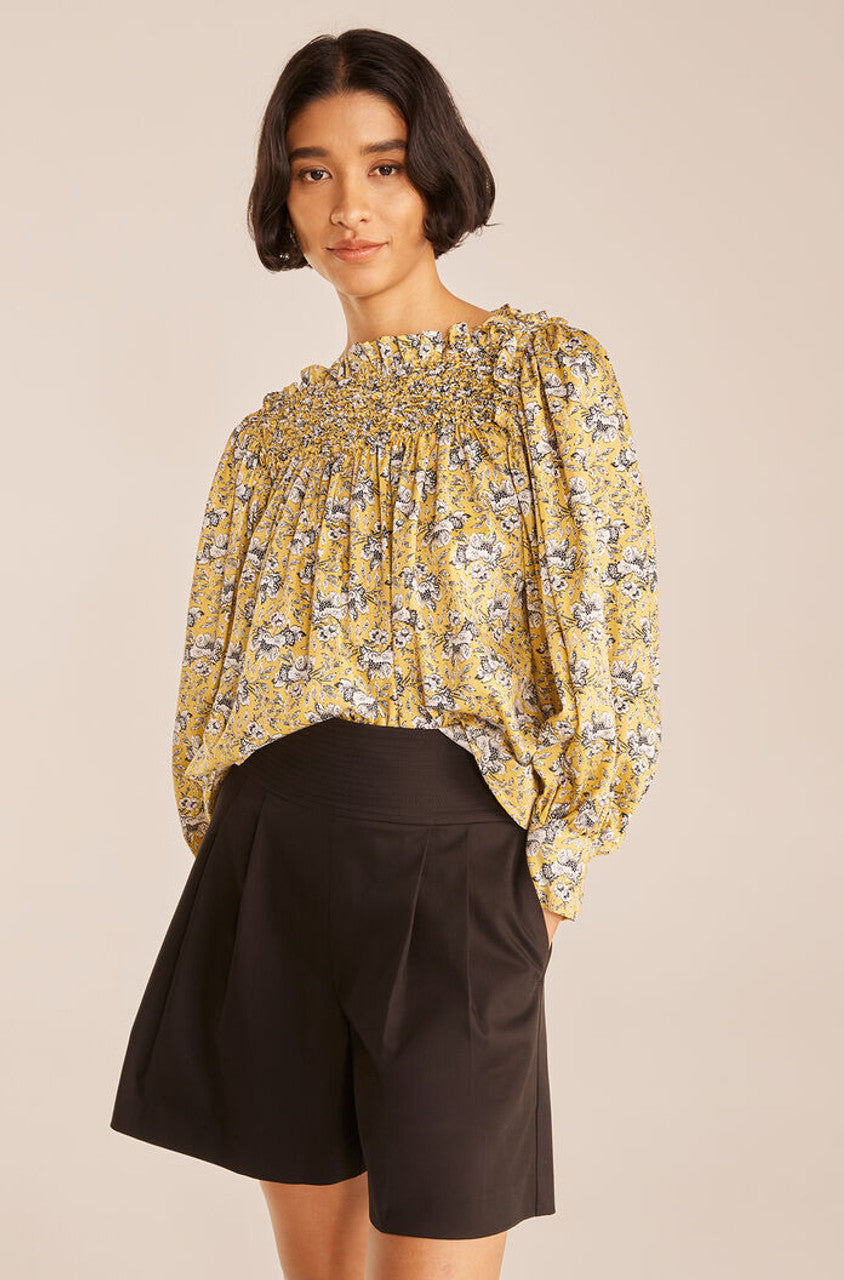  Intaglio Rose Smocked Blouse in Intaglio Rose Limeaide Combo by Rebecca Taylor