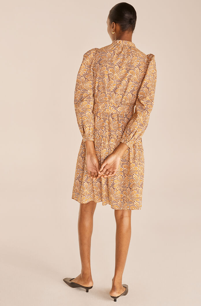  Speckled Fleur Puff Sleeve Dress in Speckled Fleur Marigold Combo by Rebecca Taylor