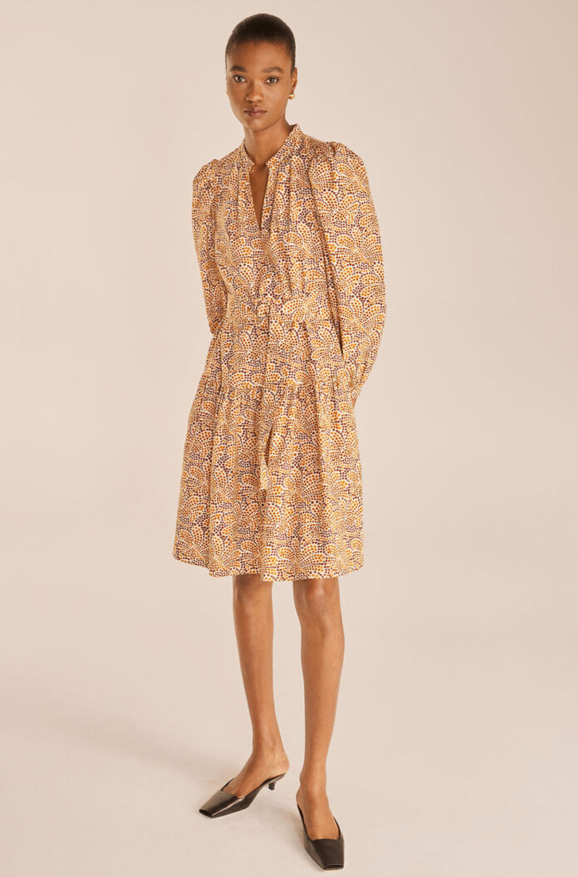  Speckled Fleur Puff Sleeve Dress in Speckled Fleur Marigold Combo by Rebecca Taylor