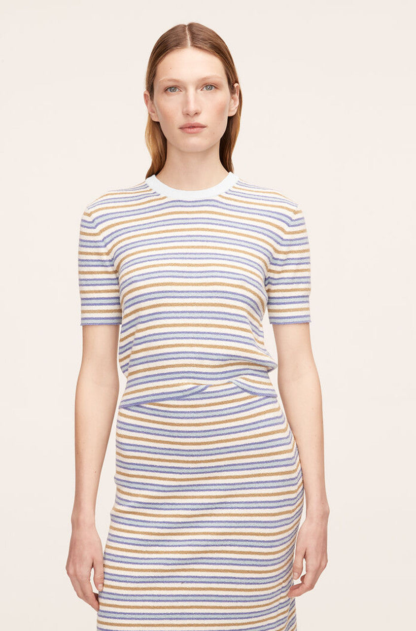  Mini Bouclé Pullover in Boucle Multi Stripe Blue Combo by Rebecca Taylor