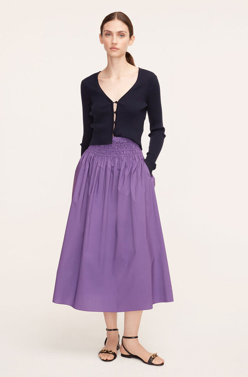  Poplin Smocked-Waist Skirt in Fox Glove by Rebecca Taylor