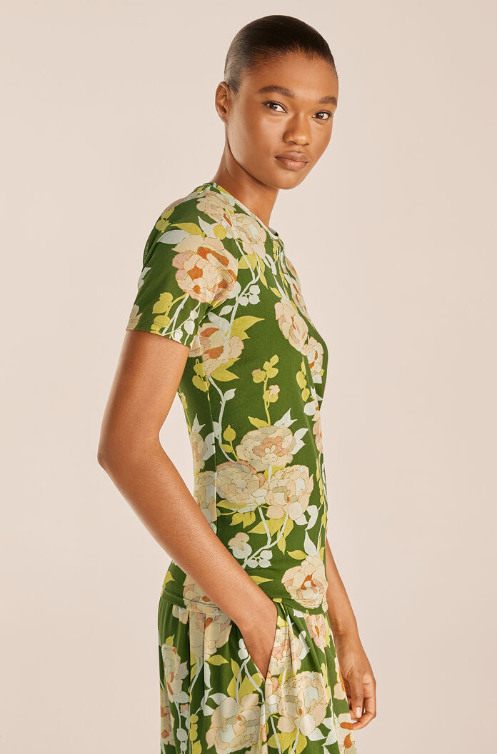  Wild Peony Mesh Tee in Wild Peony Green Combo by Rebecca Taylor