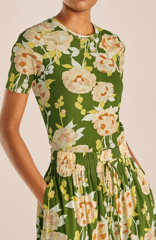  Wild Peony Mesh Tee in Wild Peony Green Combo by Rebecca Taylor