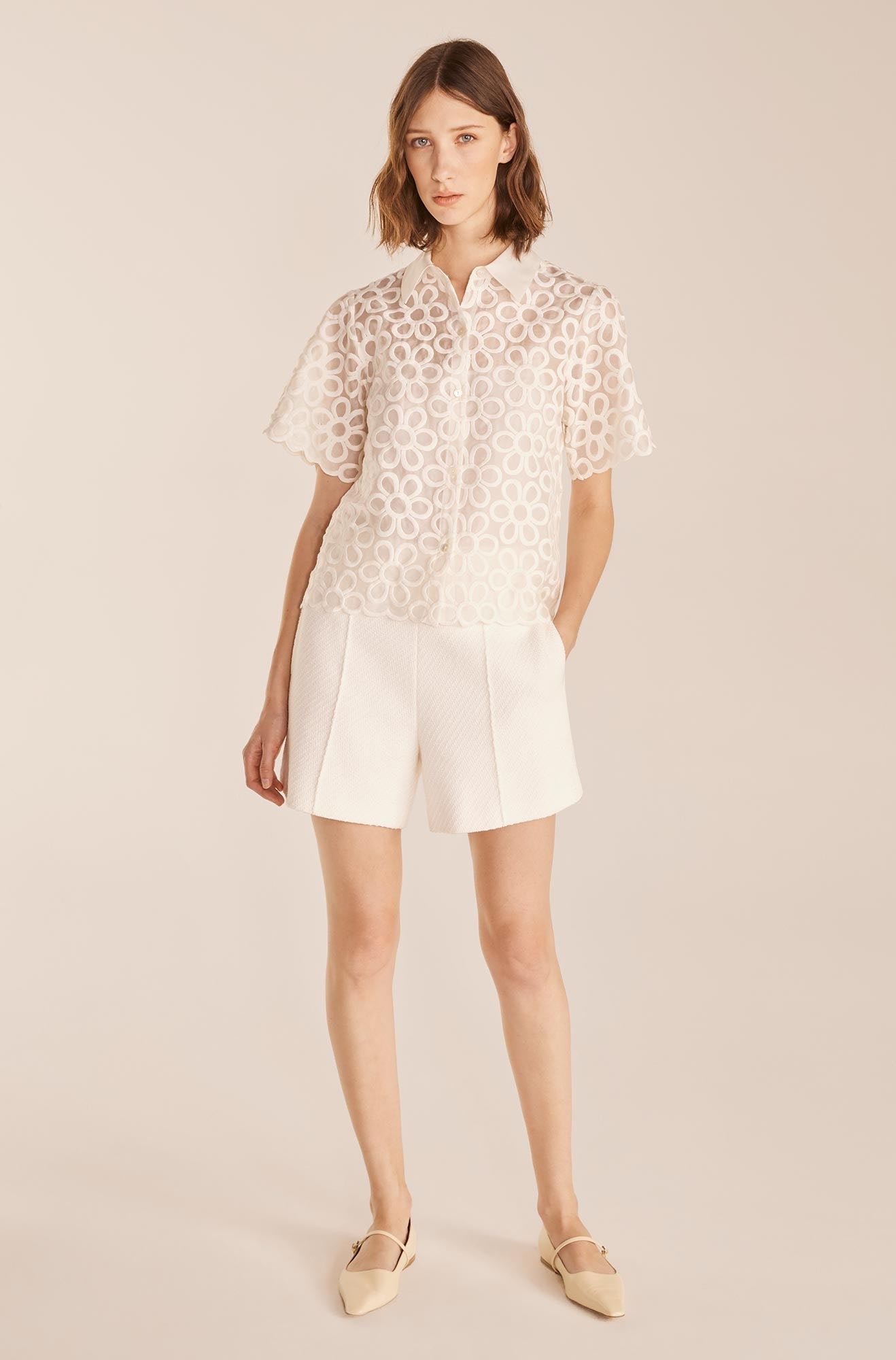  Tweed Shorts in White by Rebecca Taylor