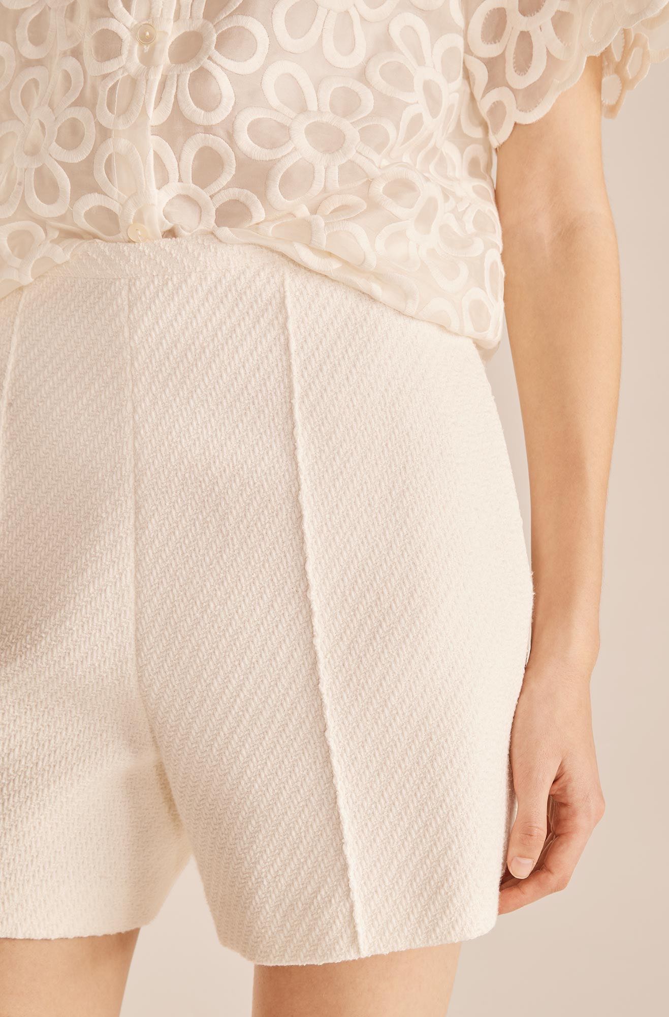  Tweed Shorts in White by Rebecca Taylor
