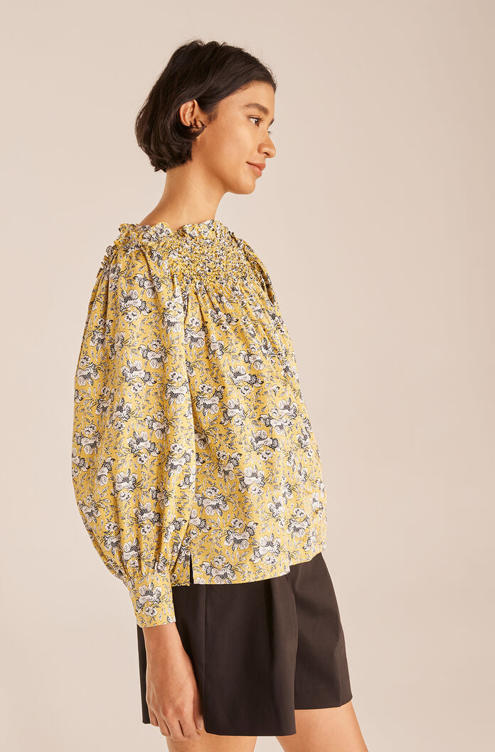  Intaglio Rose Smocked Blouse in Intaglio Rose Limeaide Combo by Rebecca Taylor