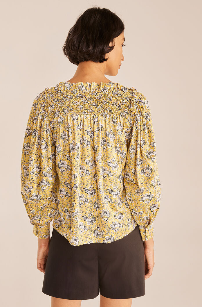  Intaglio Rose Smocked Blouse in Intaglio Rose Limeaide Combo by Rebecca Taylor