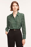 Windowpane Silk Pleated Blouse