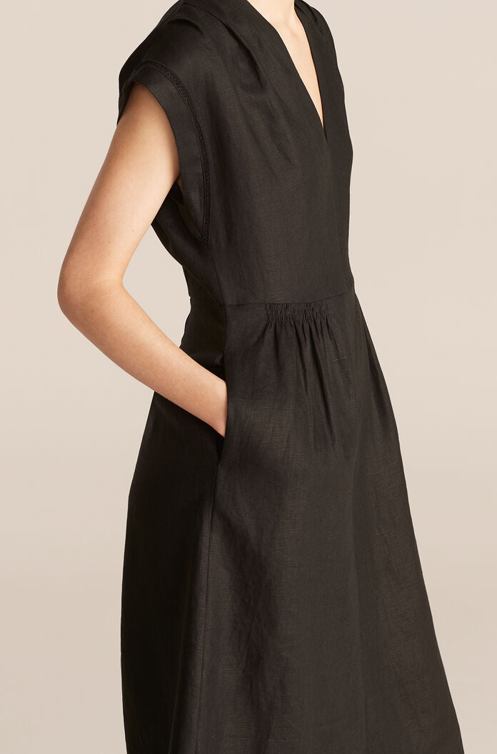  Linen Jumpsuit in Black by Rebecca Taylor